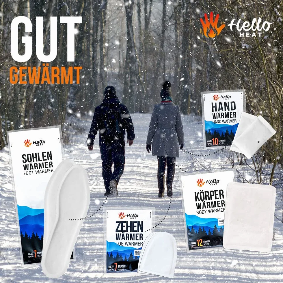 HELLO HEAT - Ogrzewacz do dłoni, 10, 20 lub 40 par, podkładki termiczne zapewniają 8 godzin ciepła, natychmiast aktywowane ogrzewacze do kieszeni, Heatpad – do kieszeni kurtki, kieszeni spodni i jako