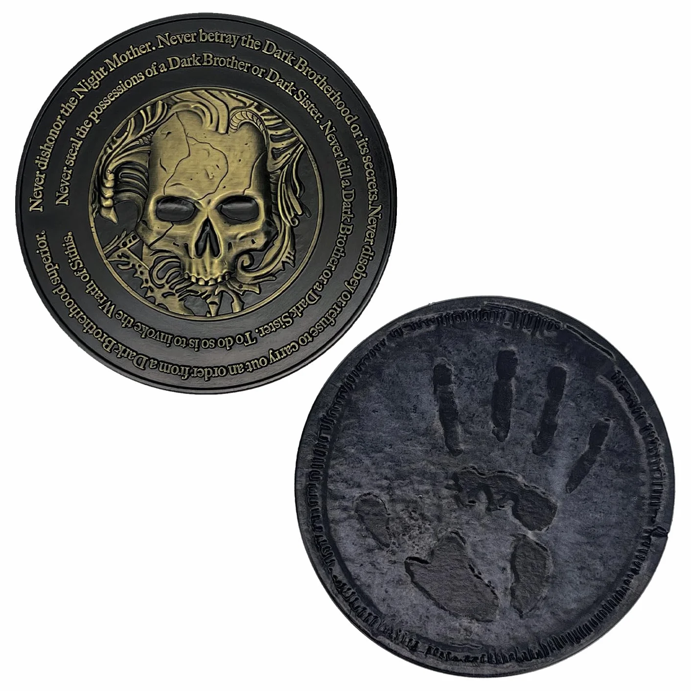FaNaTtik The Elder Scrolls IV: Oblivion Dark Brotherhood Medallion – Edycja Limitowana Kolekcjonerska (Oficjalnie Licencjonowana, 70mm Średnica, Dwukolorowe Platerywanie Czarno-Złote, Numeracja