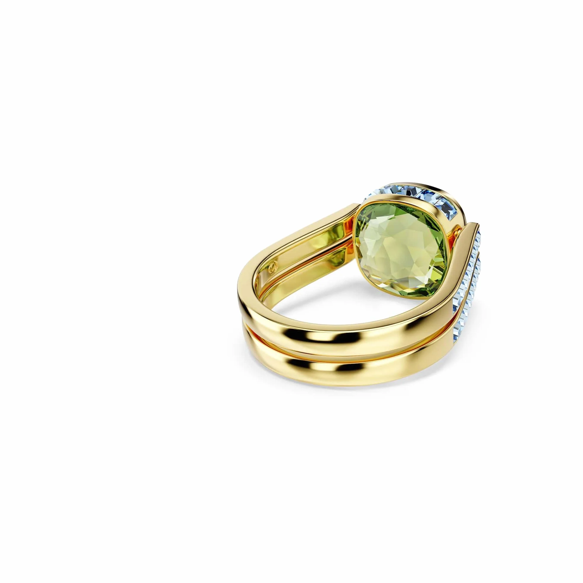 Swarovski Chroma Kolekcja pierścionek, szlif poduszkowy, wielokolorowy, pokryty w odcieniu złota
