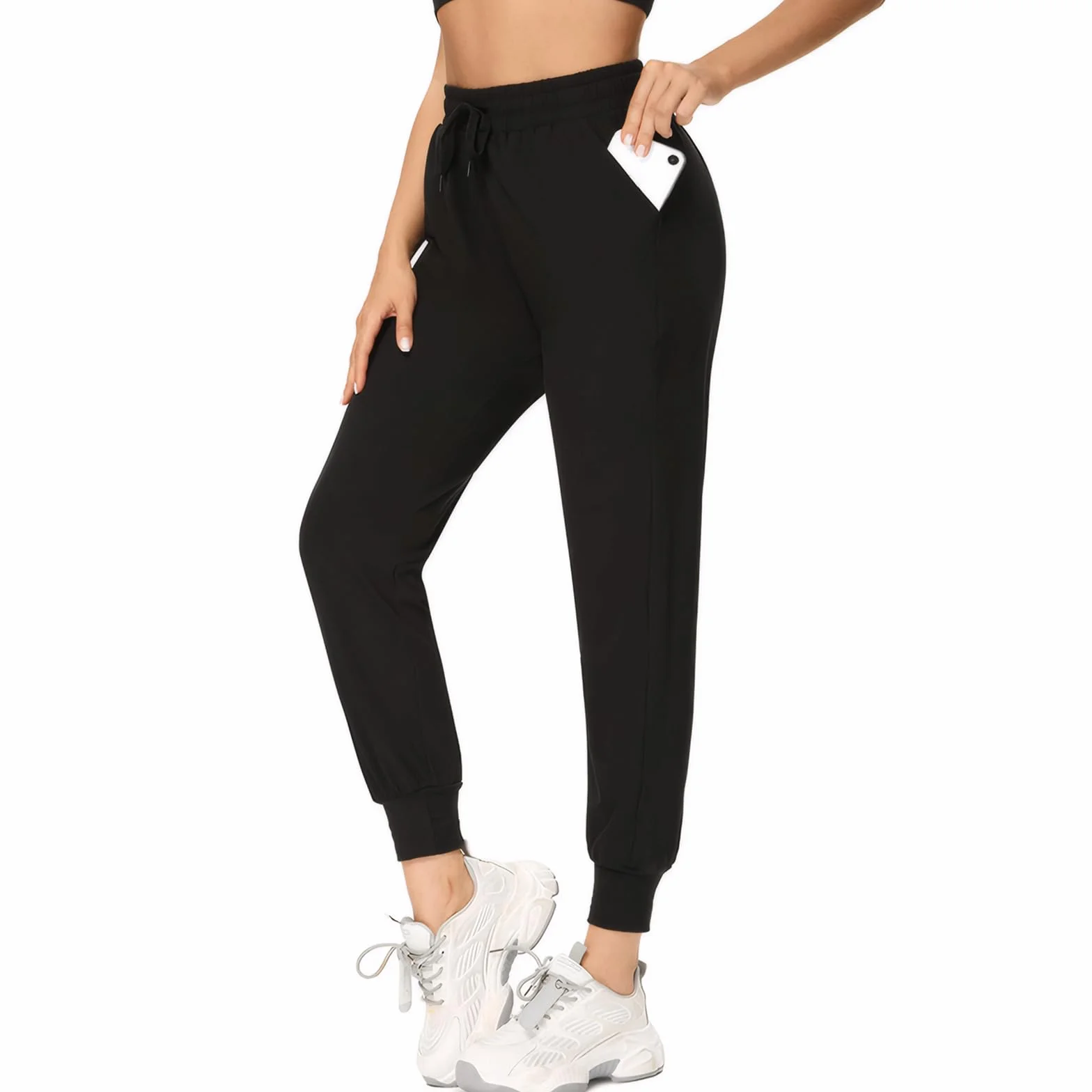 Damskie spodnie do biegania Wygodne spodnie sportowe z wysokim stanem elastyczne spodnie dresowe do jogi trening fitness siłownia z kieszeniami