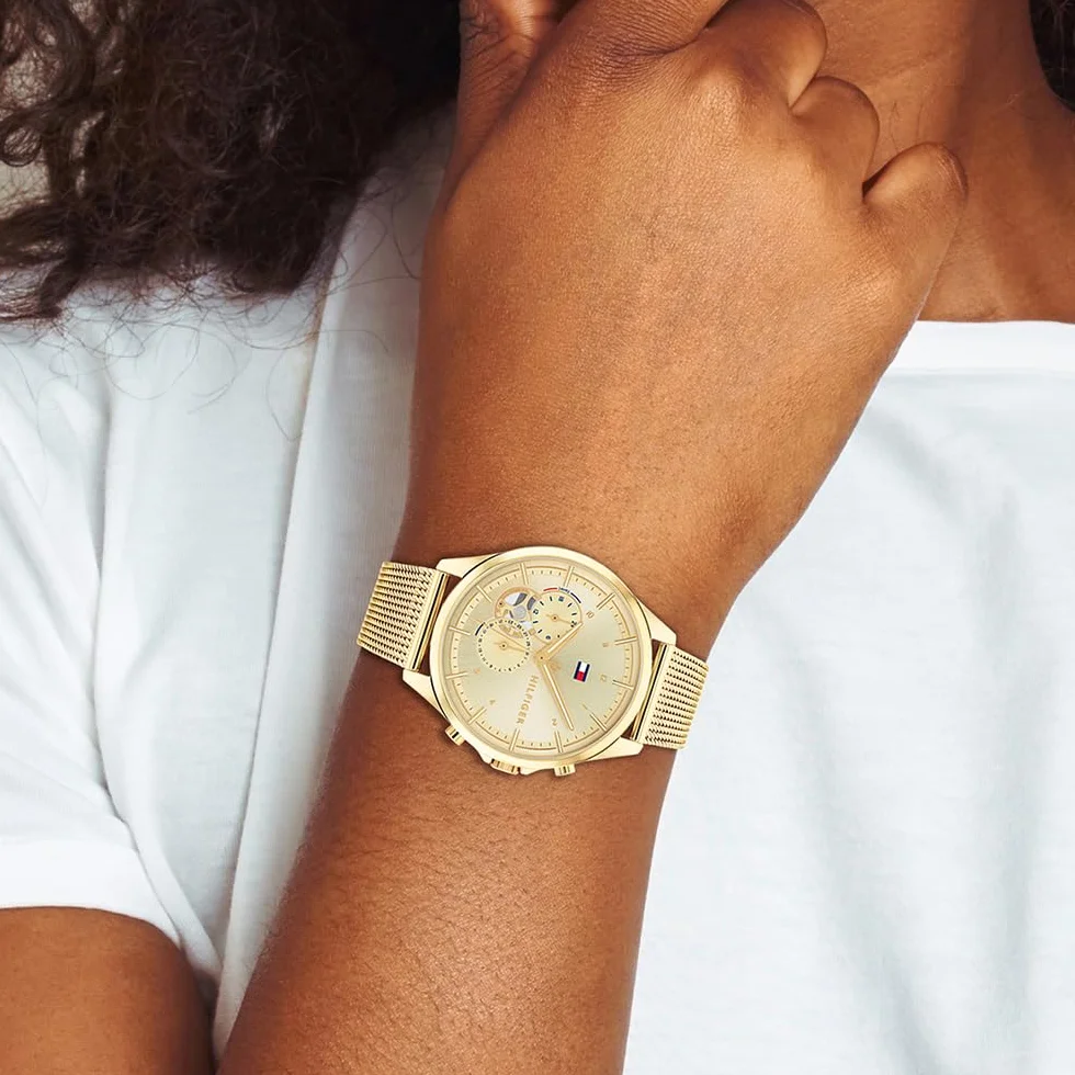 Tommy Hilfiger Analogowy wielofunkcyjny zegarek kwarcowy dla kobiet z bransoletą ze stali nierdzewnej