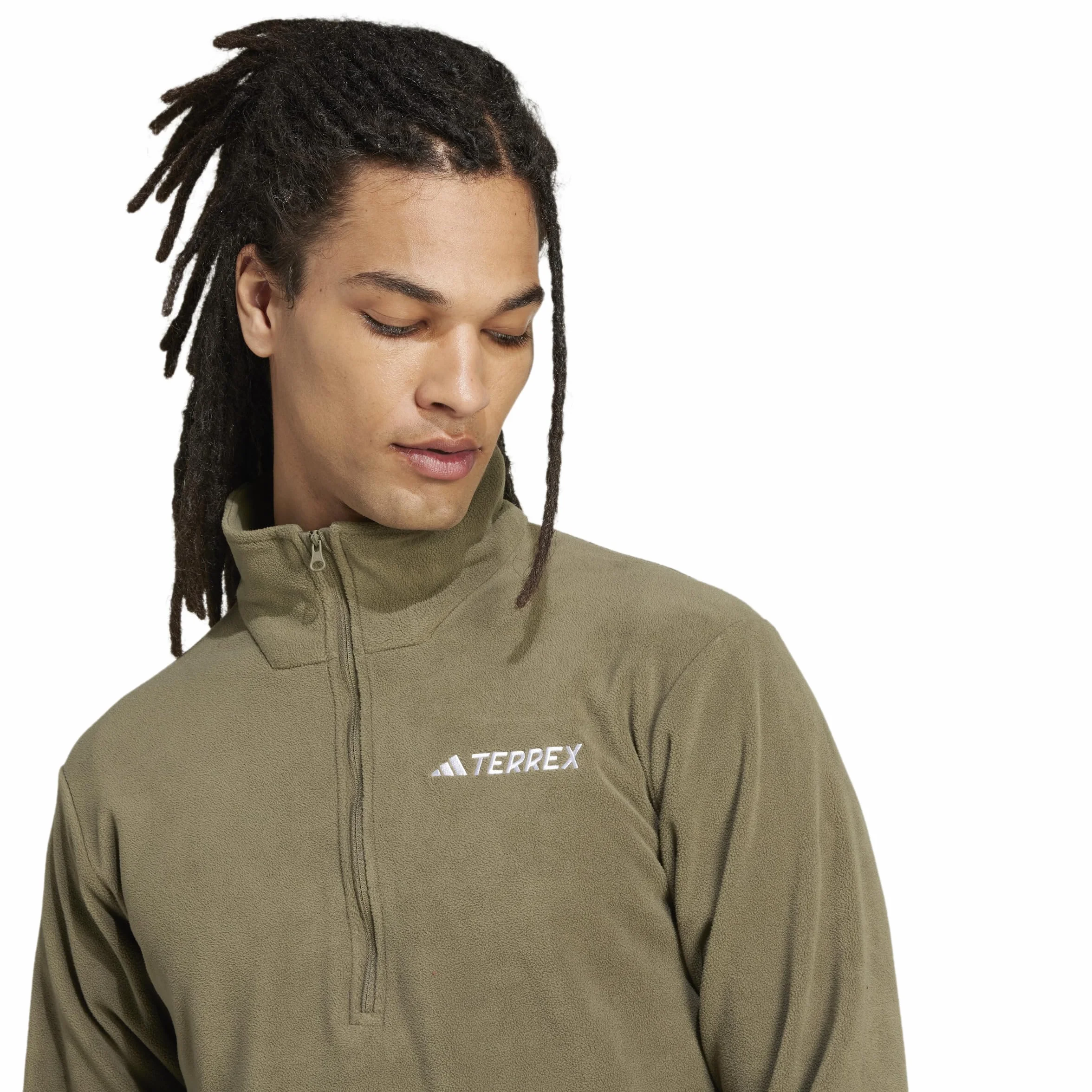 adidas Mężczyźni Terrex Multi Essentials Half Zip Fleece Jacket, olive strata, L