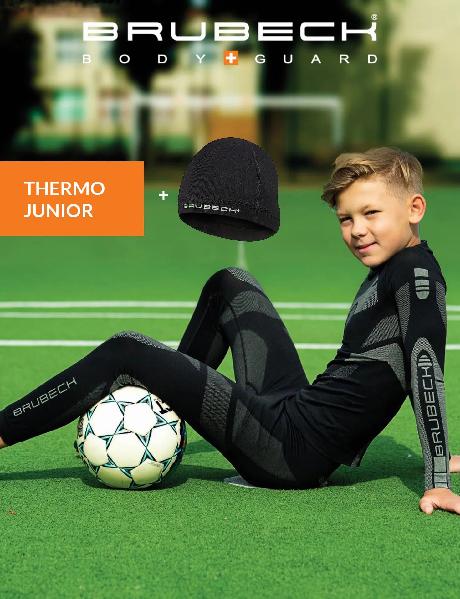BRUBECK Zestaw termicznej warstwy bazowej dla dzieci z długim rękawem top długi dół zestaw termiczny dla chłopców zestaw termiczny junior bielizna do Multisport PE piłka nożna unisex czarna