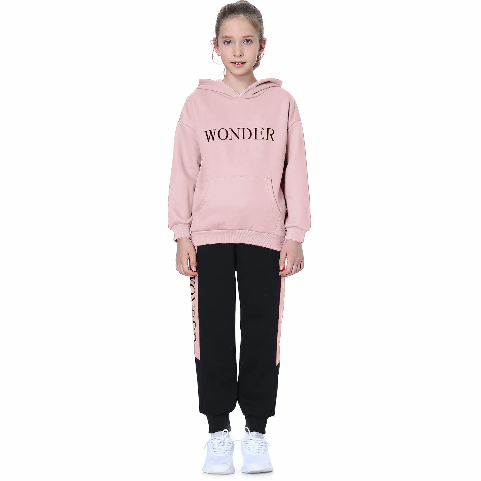 Dres treningowy dla dziewczynek, dres do joggingu, strój sportowy, 2-częściowy zestaw odzieży do joggingu, strój rekreacyjny (bluza + spodnie dresowe), wzór w paski