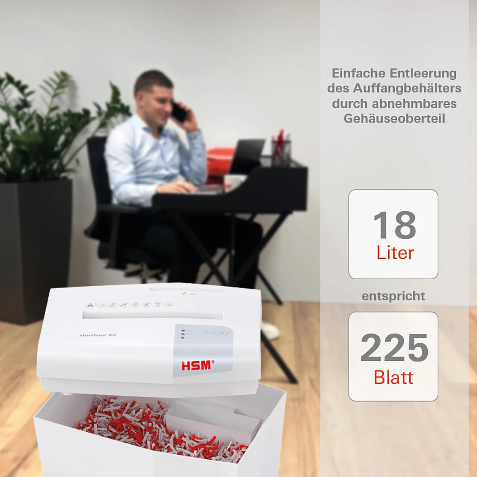 HSM Shredstar X5 niszczarka dokumentów, poziom bezpieczeństwa P-4, 5 arkuszy (cięcie cząstek) z niszczarką CD