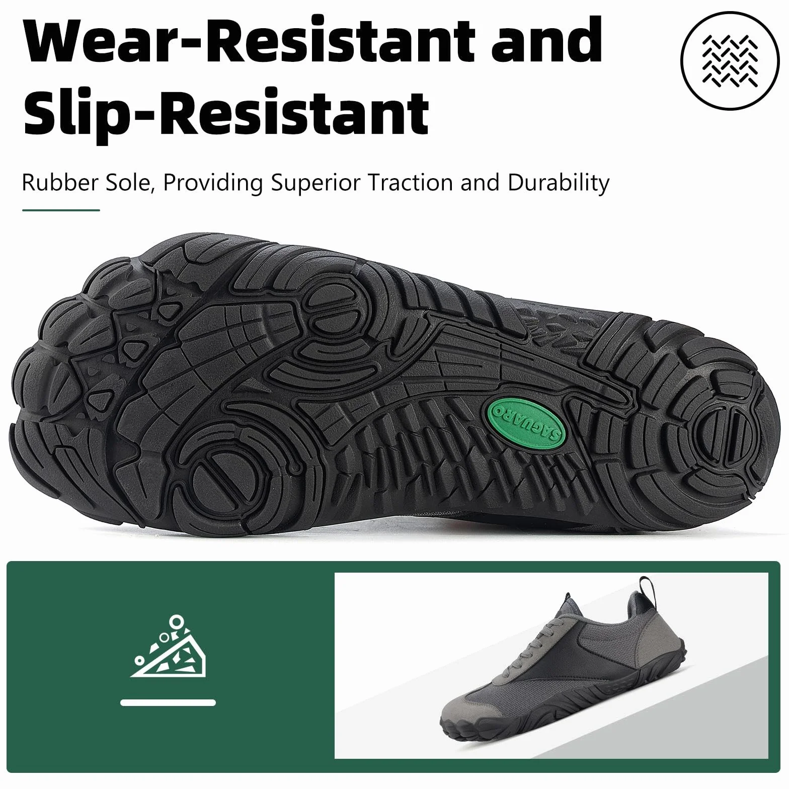 SAGUARO Uniseks Sneakersy dla boso, Szary, Minimalistyczne, Oddychające, Lekkie