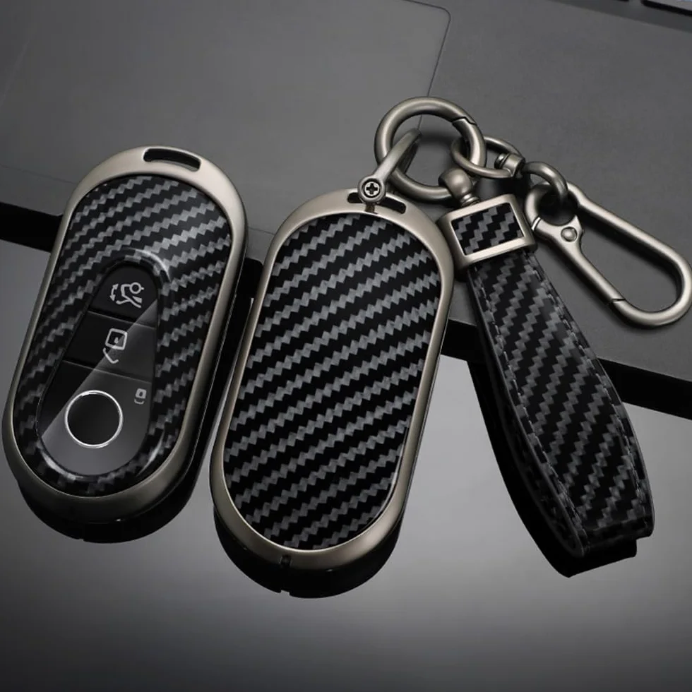 Keyless etui na kluczyki samochodowe pasuje do Benz klasy C W206, etui ochronne z włókna węglowego, etui na klucze do Mercedesa klasy S W223, S450, C200, S350L, do Maybach S480, S580, z hakiem