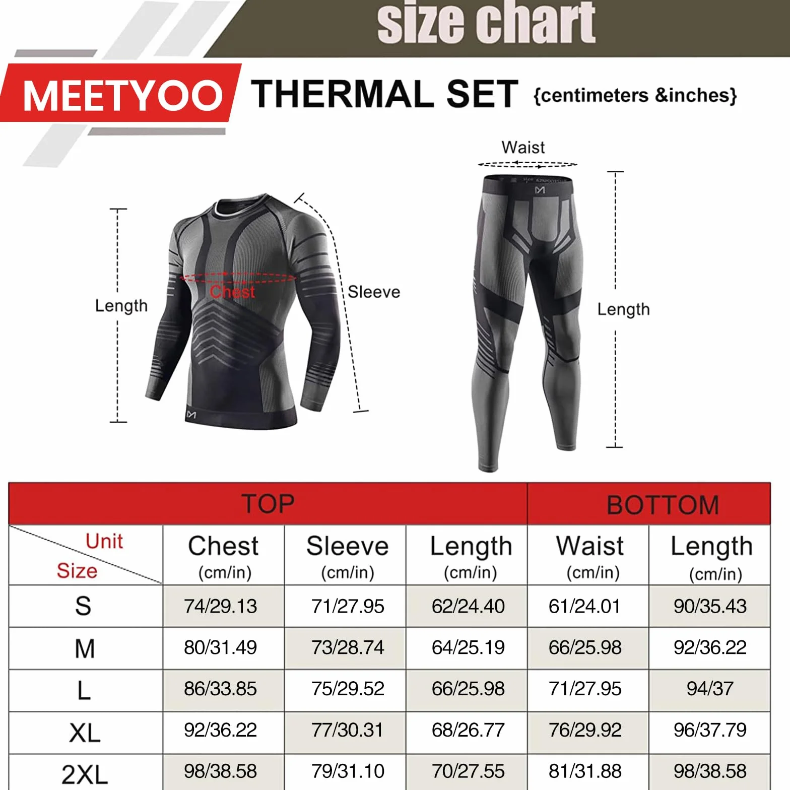 MEETYOO Base Layer Set Mężczyźni men base layer set-U12