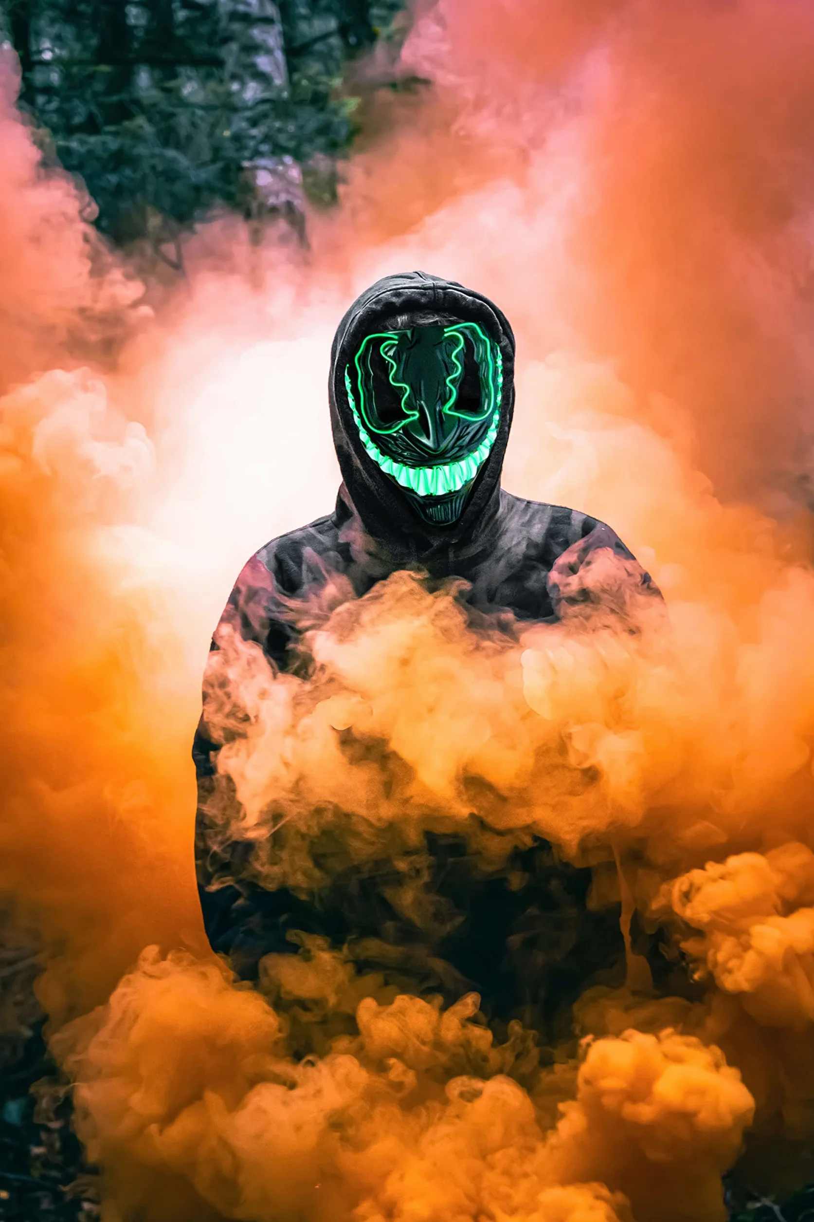 Maska LED Venom z 3 trybami owietlenia - idealna dla DJ-a Techno | Halloween | Cosplay | Karnawa | Straszna maska | Neonowa maska | jako dodatek do kostiumu horroru