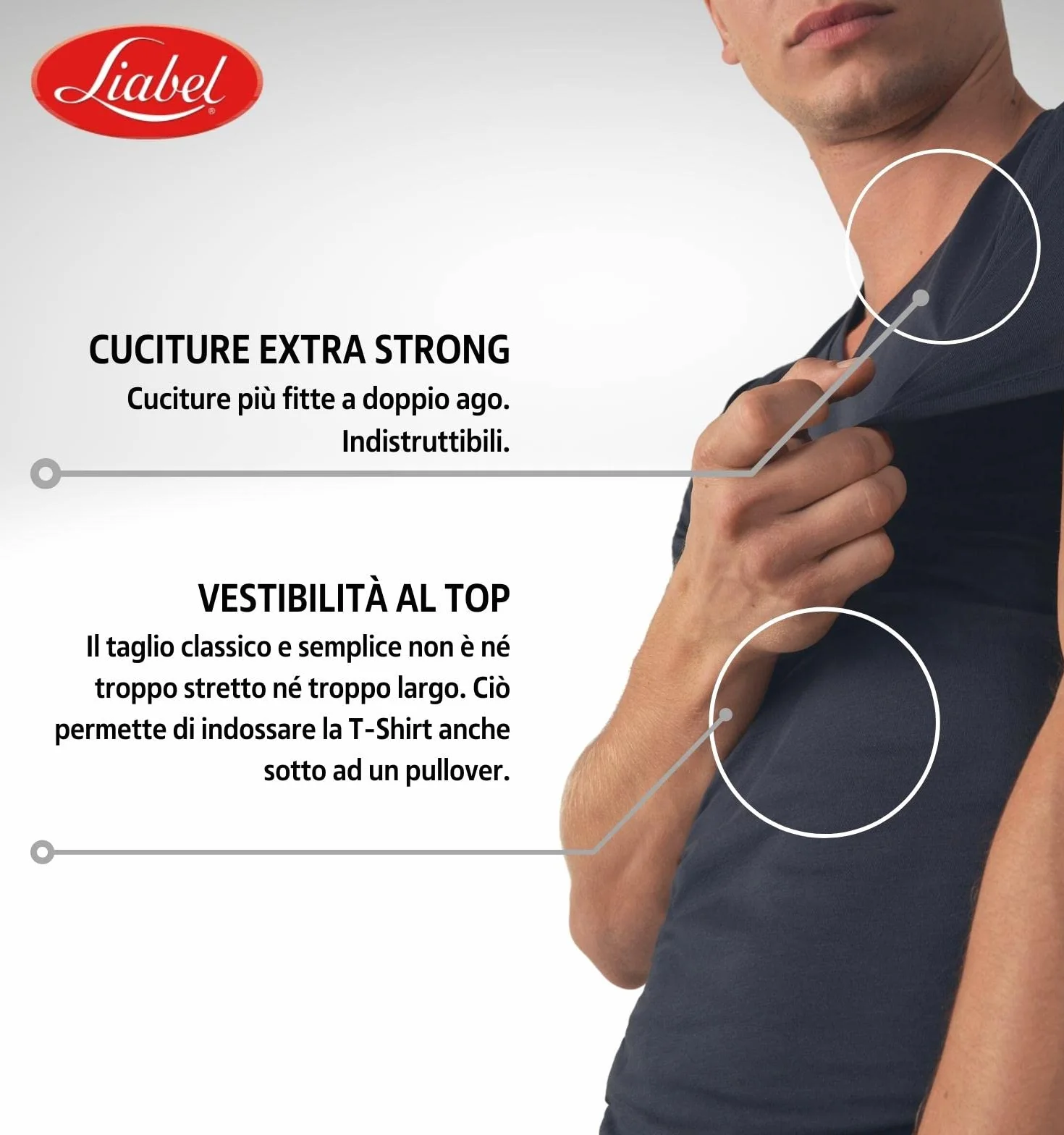 Liabel ® 3 Koszulki Intime Mężczyźni Ciepła Bawełna Termiczna Dekolt w kształcie litery V i szyi Paczka, 3 V Neck Niebieski, XL