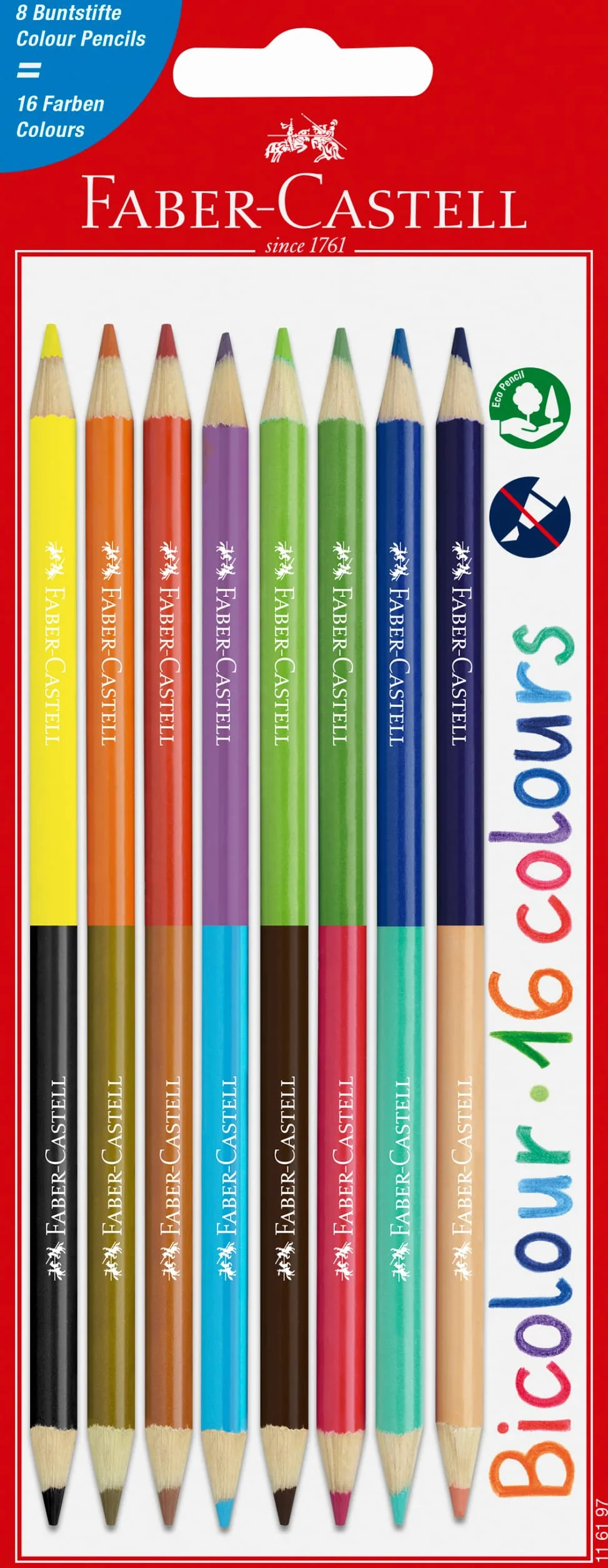 Faber-Castell Ołówki Bicolor, 16 kolorów, zestaw 8 szt