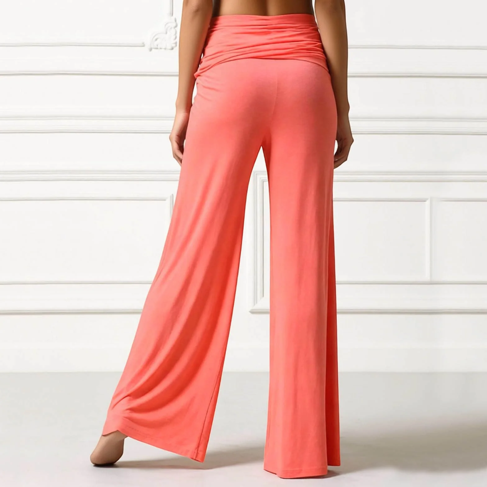 Spodnie do jogi, damskie Coral Fold Over Yoga Pants 2026, Coral Fold-Over, spodnie do jogi, spodnie sportowe, długie spodnie gimnastyczne, rozkloszowane legginsy, koralowe spodnie plisowane