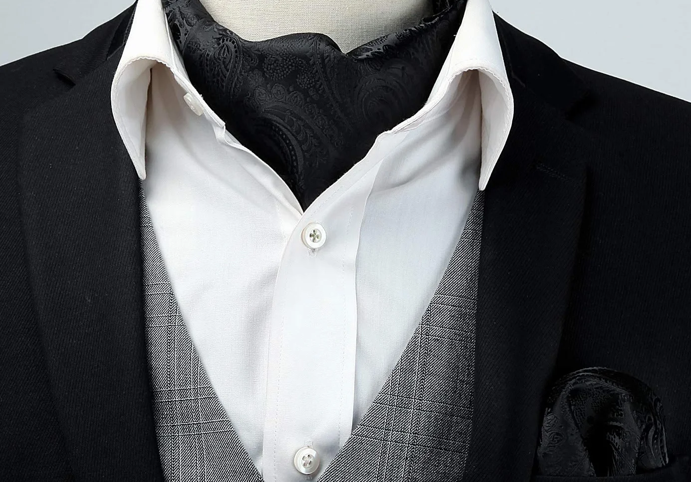 HISDERN Cravat dla mężczyzn paisley kwiatowe krawaty chusteczka żakardowe wesele Ascot krawat i kieszeń kwadratowy zestaw