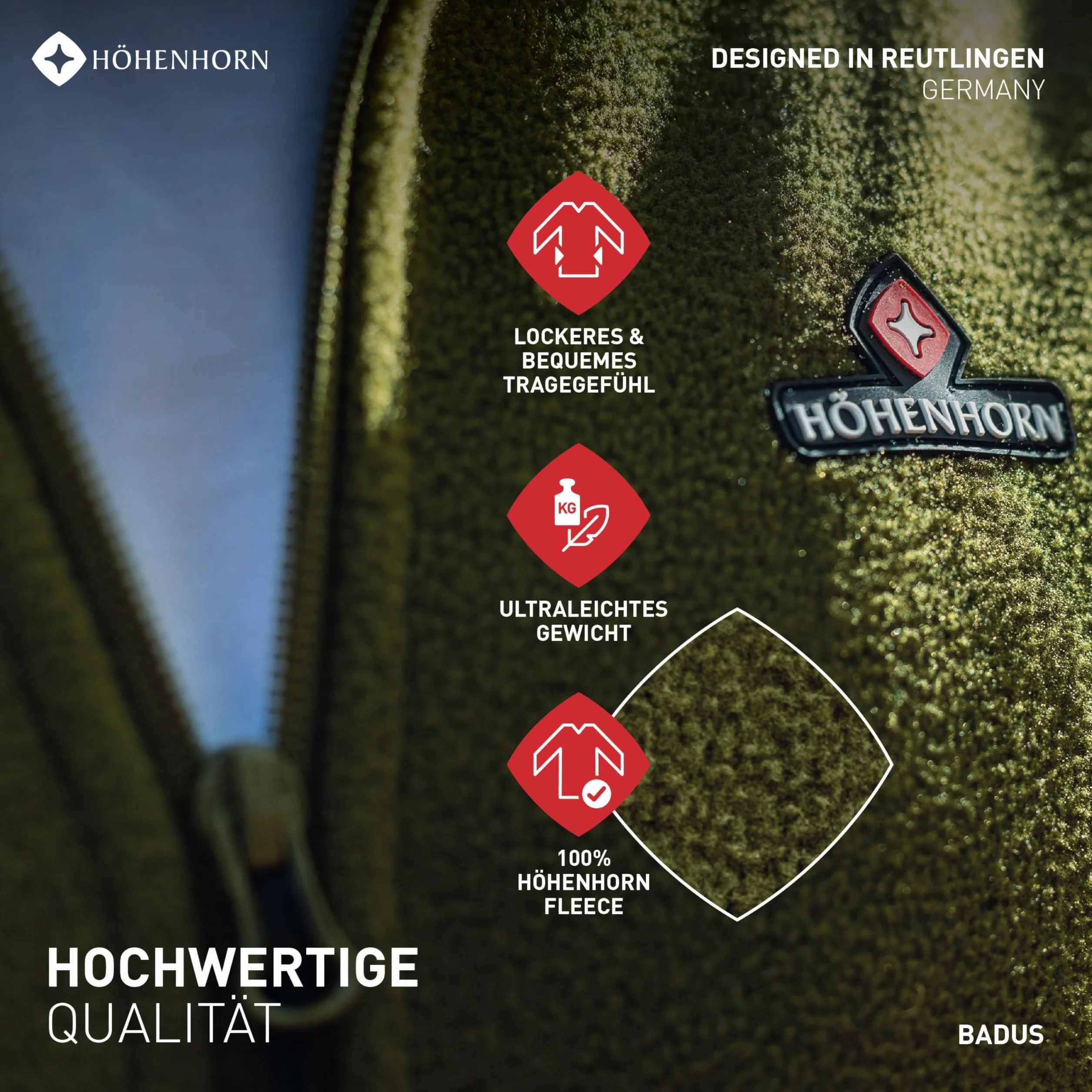 Höhenhorn Badus męska kurtka polarowa, mikropolar, zamek błyskawiczny, troyer, do aktywności na świeżym powietrzu, trekkingu