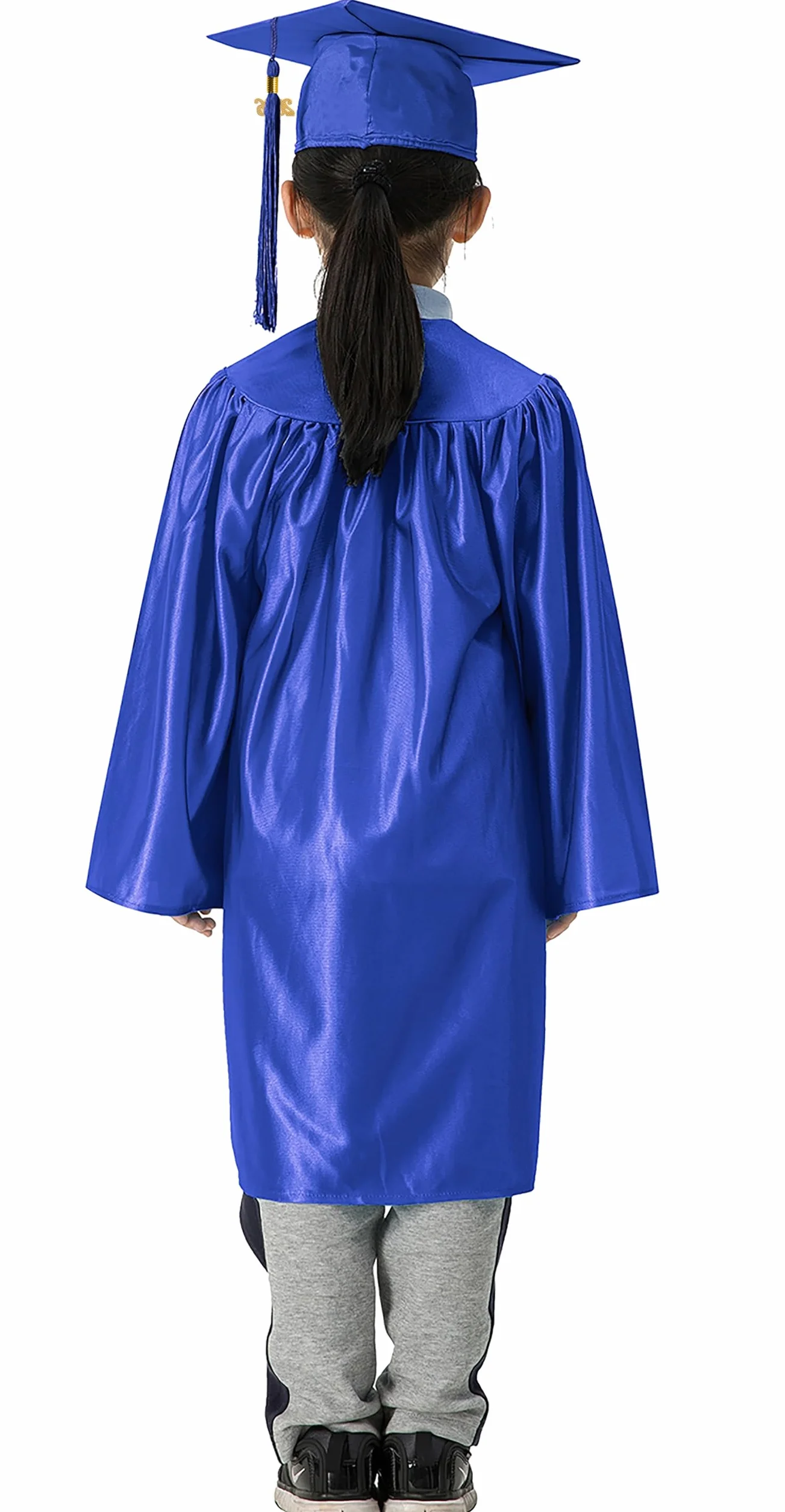 GraduationMall Dziecięcy Talar z Kapeluszem Absolwentów i Frędzlami 2023 do Przedszkola, na Zakończenie Szkoły Królewski Niebieski 30(115-122cm)