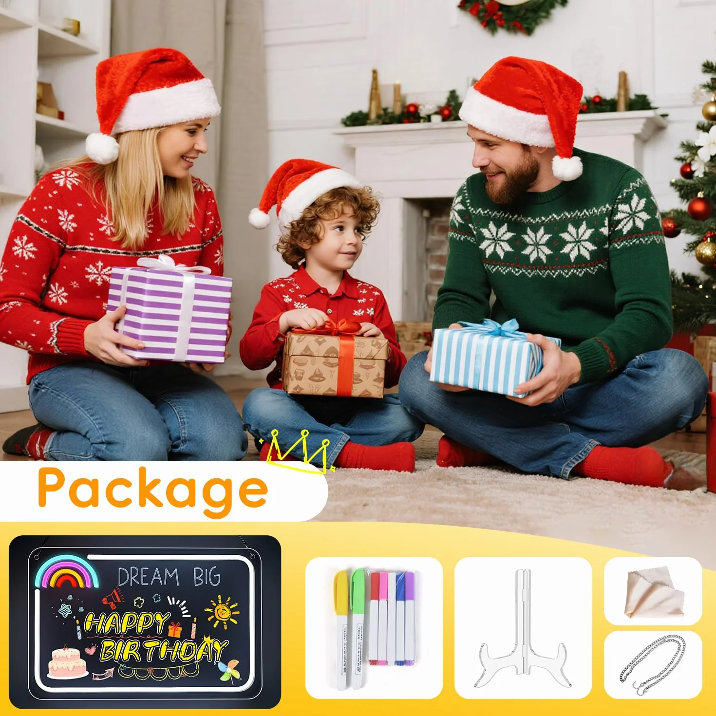Looklight Tablica do malowania LED dla dzieci, tablica LED z kolorami, akrylowa tablica na notatki, w zestawie kabel USB, przełącznik i 7 markerów, tablica informacyjna dla dzieci, do biura, szkoły