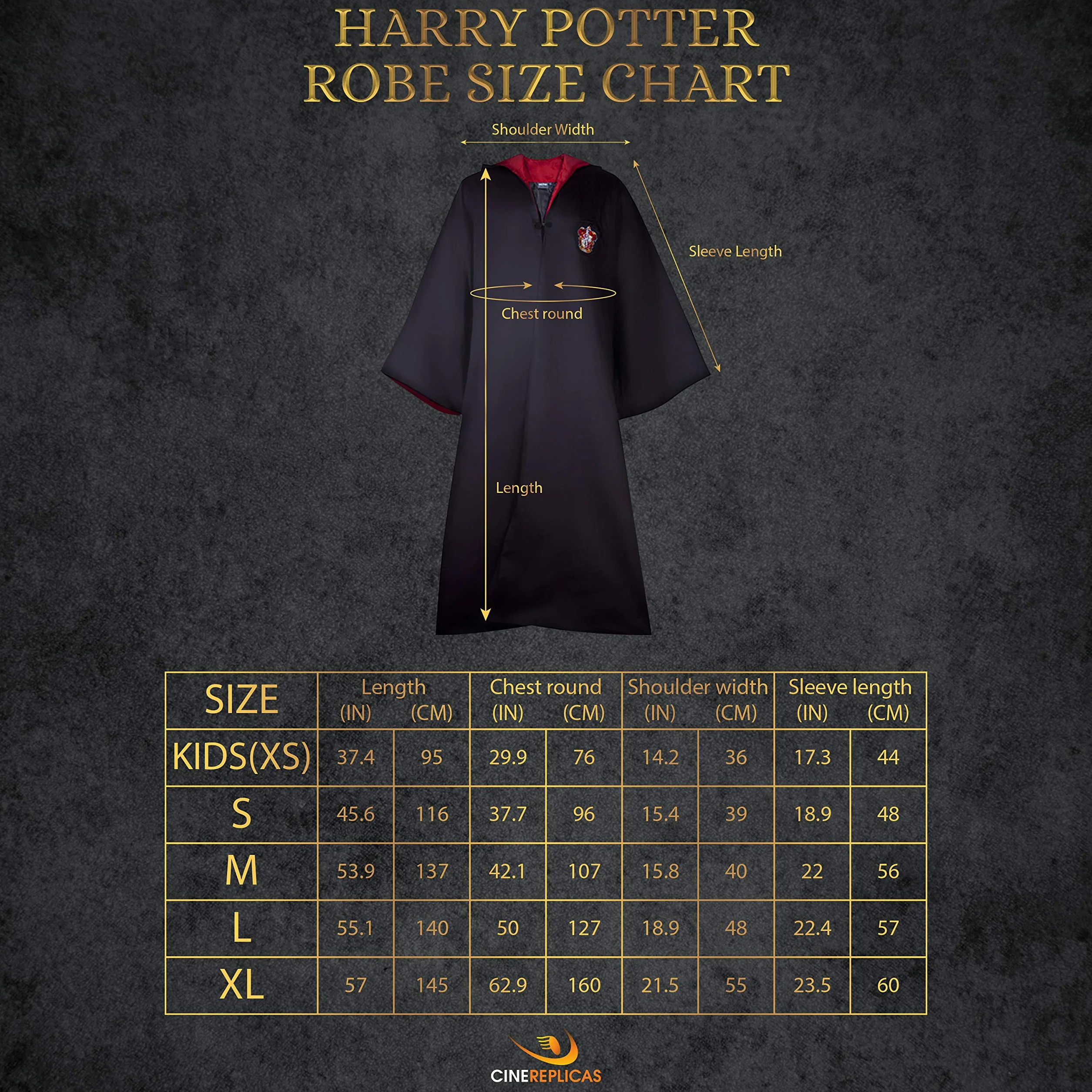 Cinereplicas Harry Potter - Hogwart Szata robocza - XS(Dzieci)/S/M/L/XL - Oficjalna licencja