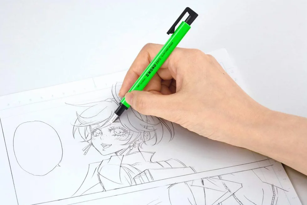 Tombow EH-KUR83 precyzyjna gumka MONO Zero do wielokrotnego napełniania, okrągła końcówka neonowo-różowa, średnica 2,3 mm