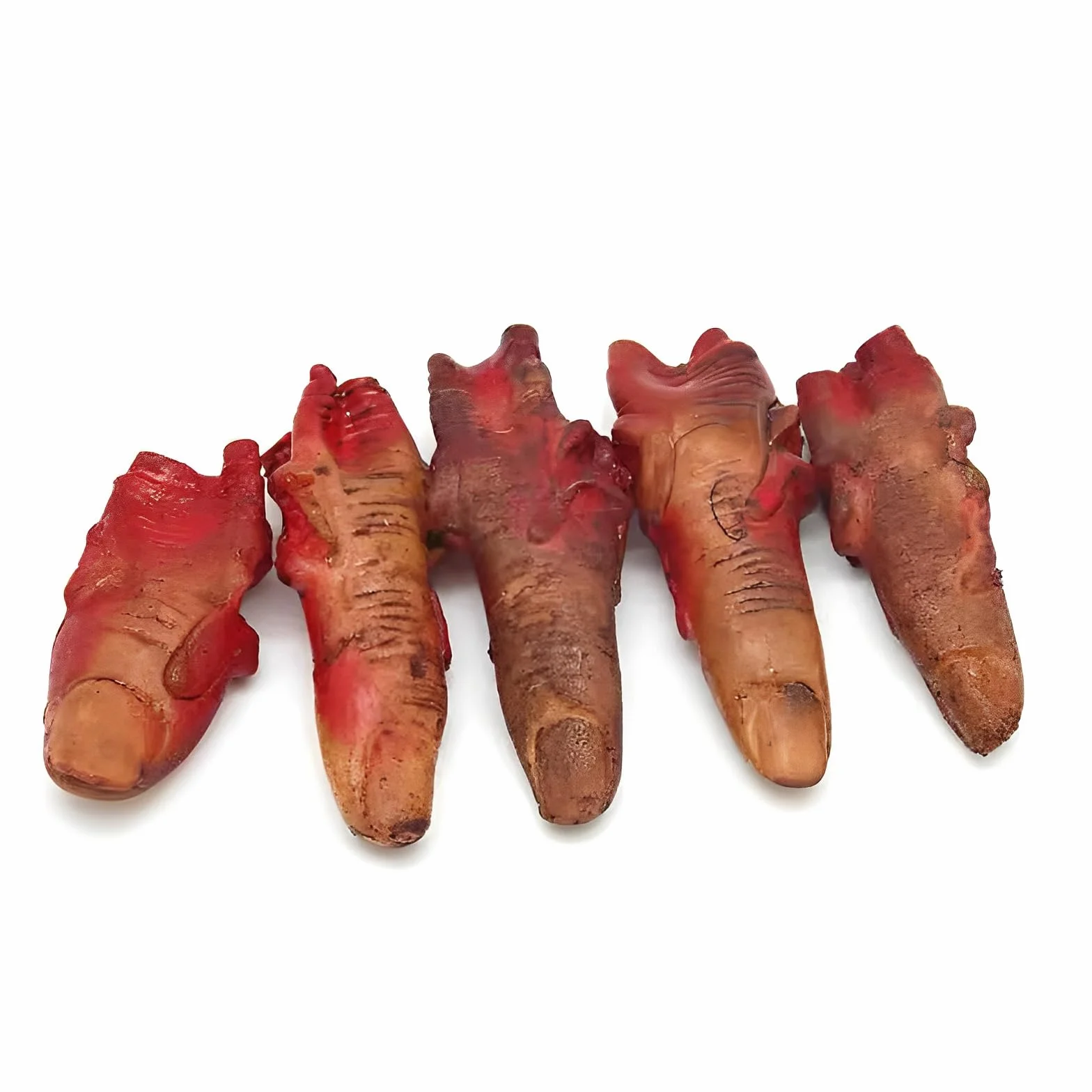 Xinlie 5 oddzielonych palców na Halloween, złamane dłonie, rekwizyty horroru, części ciała, sztuczne krwawe części ciała, czubek kciuka, miękki plastikowy palec do dekoracji na Halloween