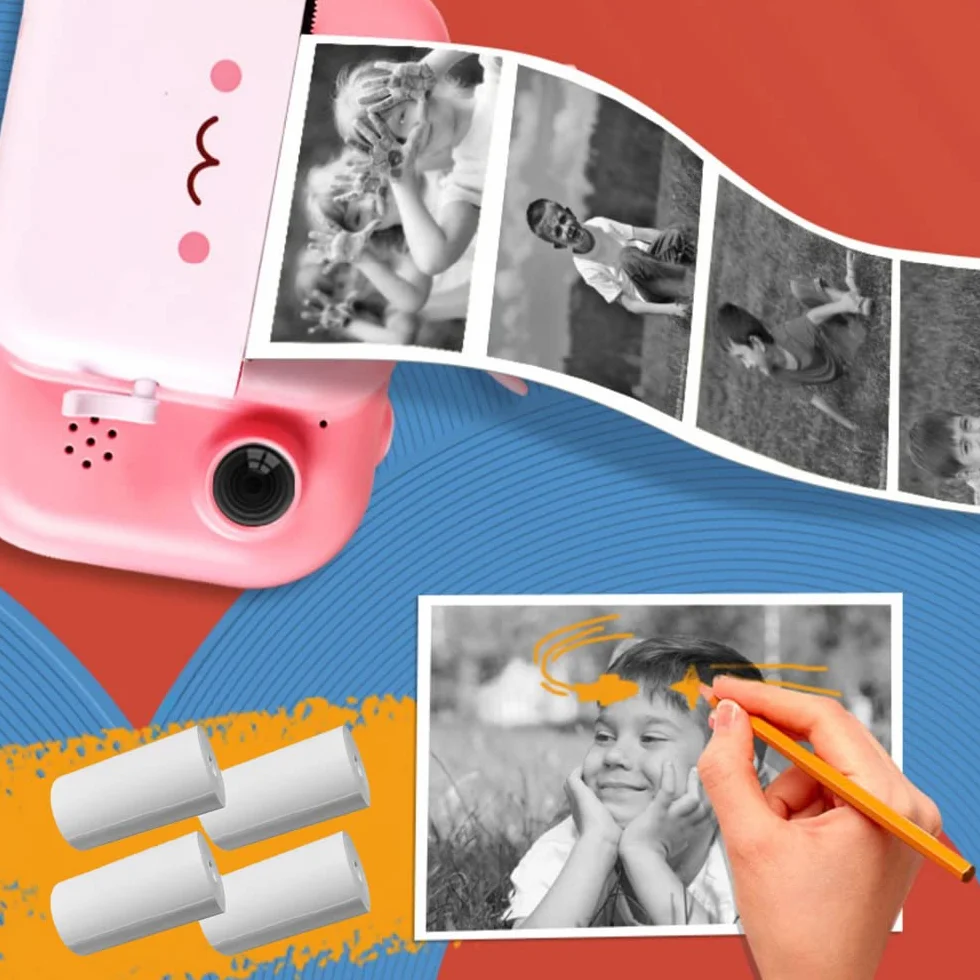 5 rolek papieru do drukowania, papier termiczny do kamery dziecięcej, 57 mm, papier uzupełniający do kamer dziecięcych, drukarka etykiet kieszonkowych dla studentów, rolki termiczne do