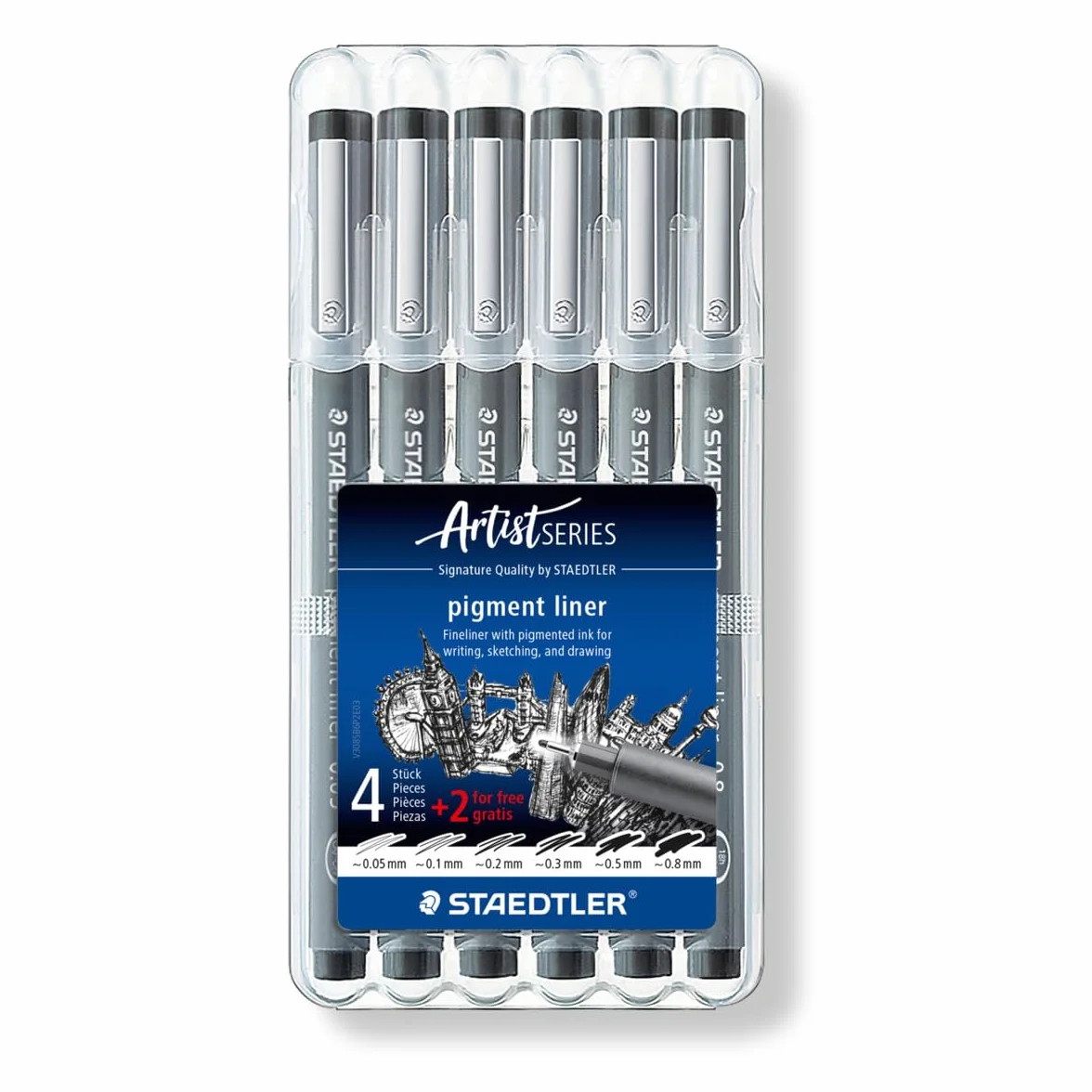 Staedtler 308 SB6P Zestaw Cienkopisów, Czarny, 6 sztuk