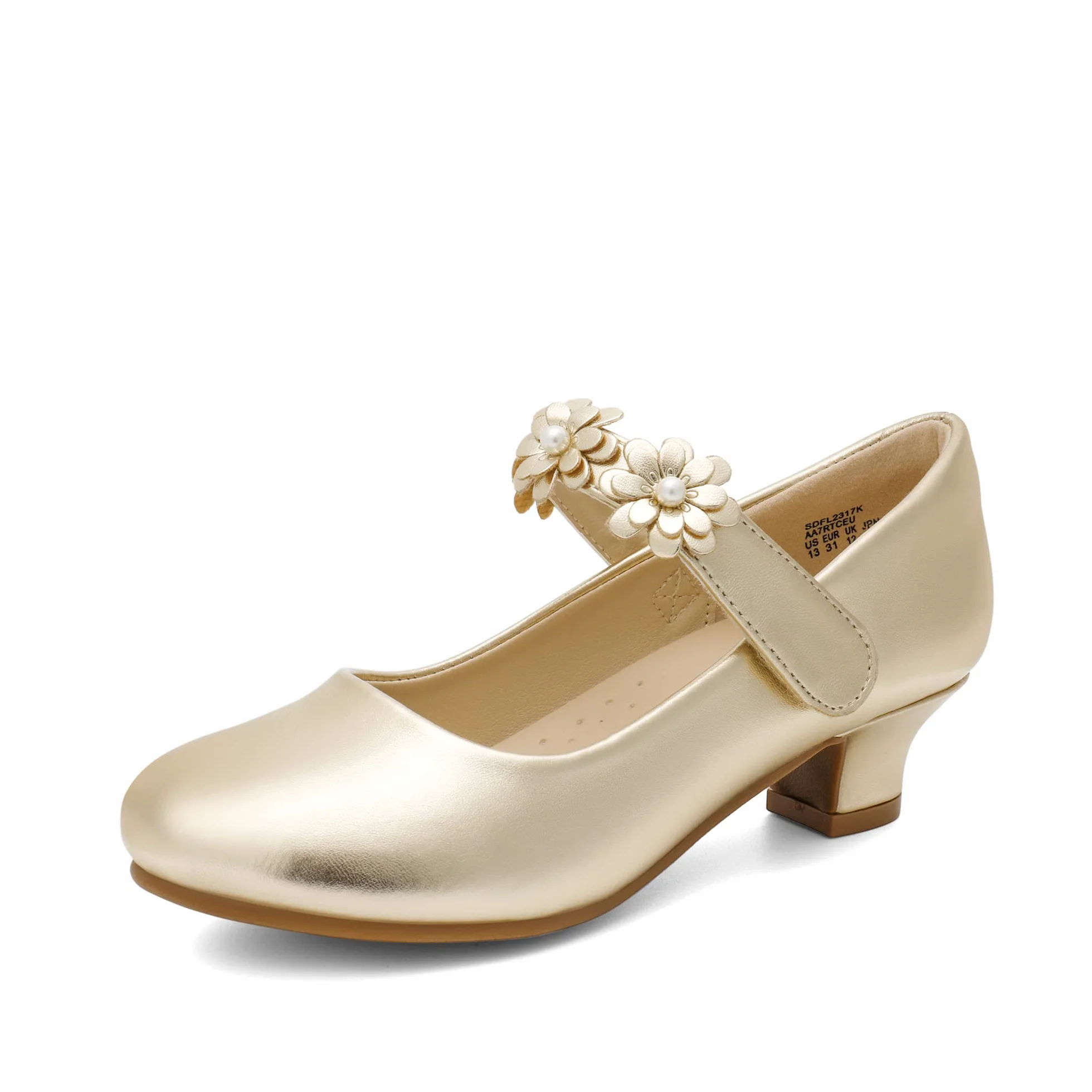 DREAM PAIRS Dziewczęce buty do sukienki Mary Jane czółenka niskie obcasy kwiat impreza ślub księżniczka