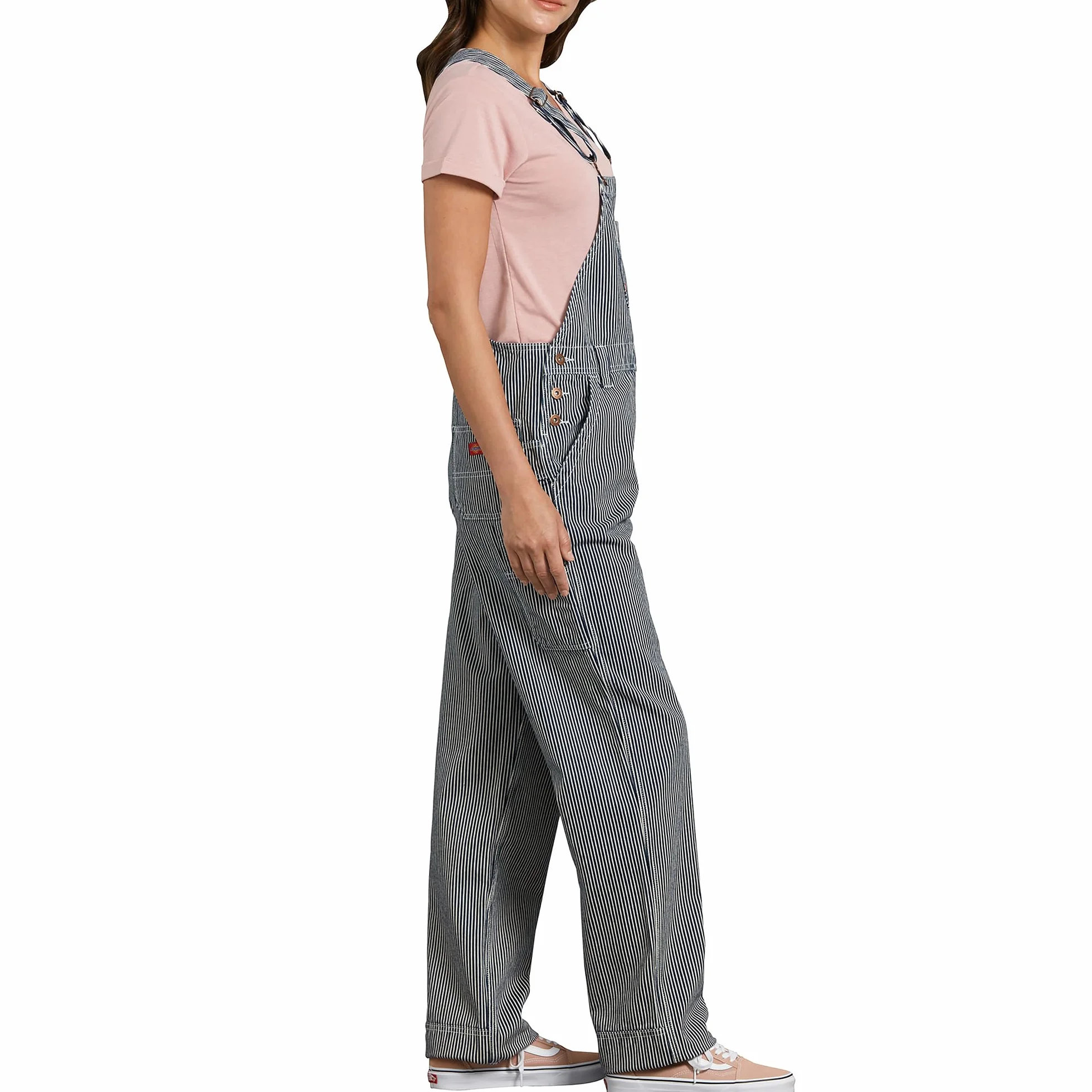 Dickies, Damskie ogrodniczki w swobodnym stylu z prostymi nogawkami, Rinsed Hickory Stripe, M