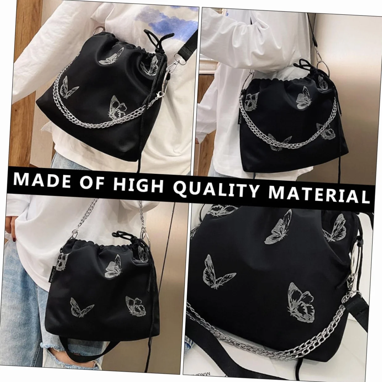 CHILDWEET Ukoś Torba Damska Ze Sznurkiem Motyl - Torebka Ramię Moda Kobieta Cross-Body Mini Delikatna Biała