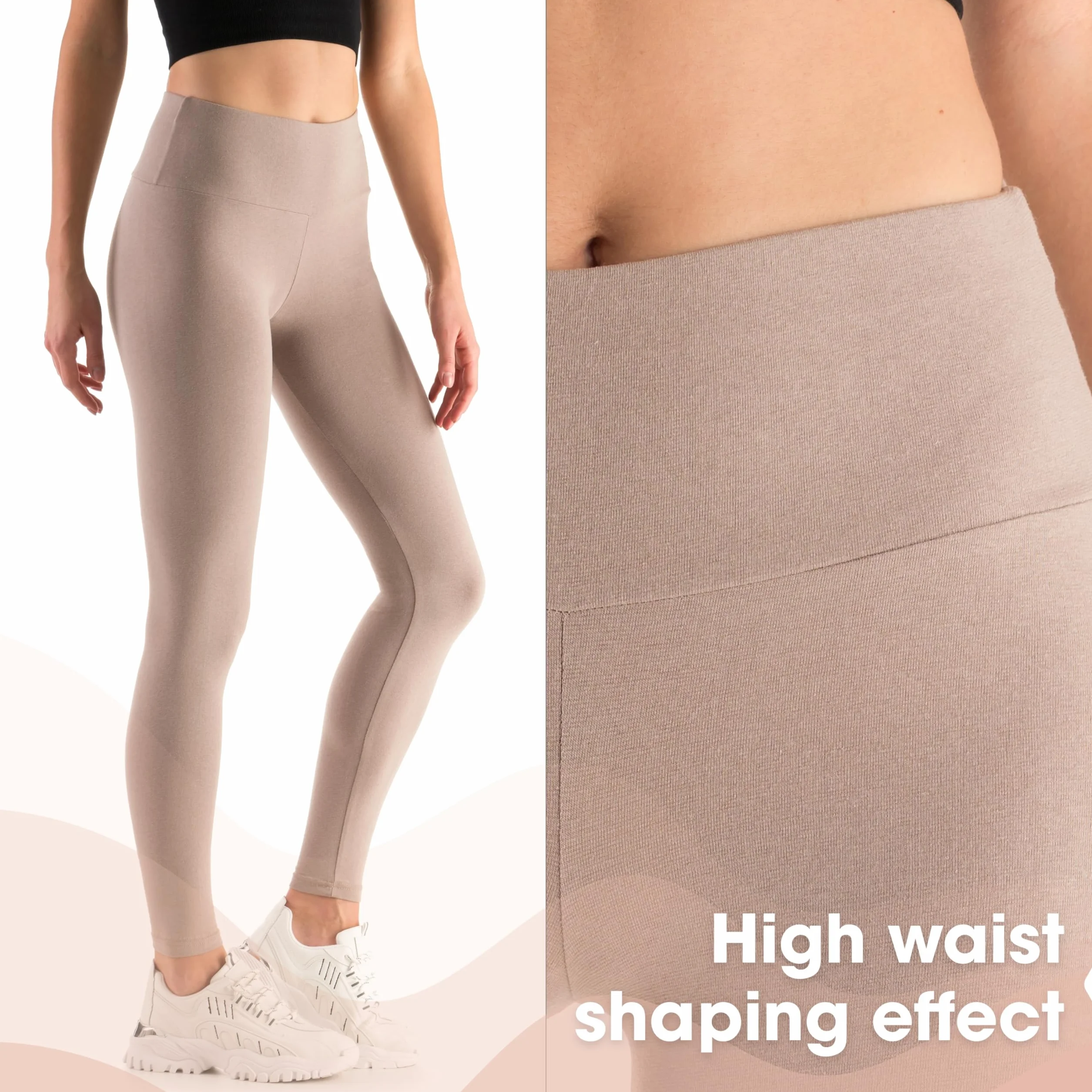SOFTSAIL Damskie bawełniane legginsy z wysokim stanem, wysoka talia, kontrola brzucha, do uprawiania sportu, na siłownię, do jogi, na fitness, elastyczne spodnie LWP