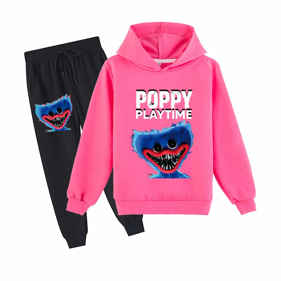 Poppy Playtime Huggy Wuggys Kids 2-częściowy zestaw bluzy z kapturem i spodnie dresowe na co dzień dres bluza zestaw dla chłopców dziewcząt