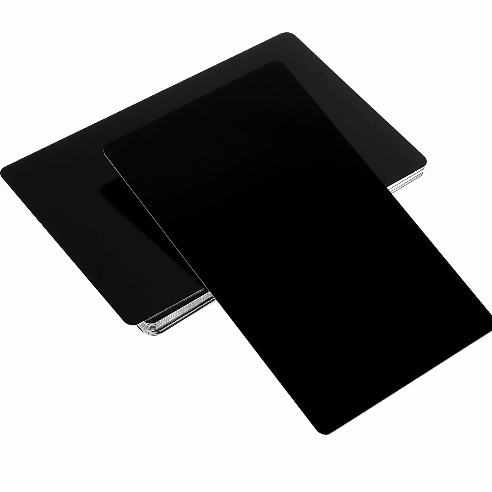 100 sztuk metalowych wizytówek, czarne, aluminiowe, puste kartki, grawerowane laserowo, wizytówki metalowe, karty biznesowe, dla klientów biurowych, zrób to sam", 86 x 54 x 0,21 mm