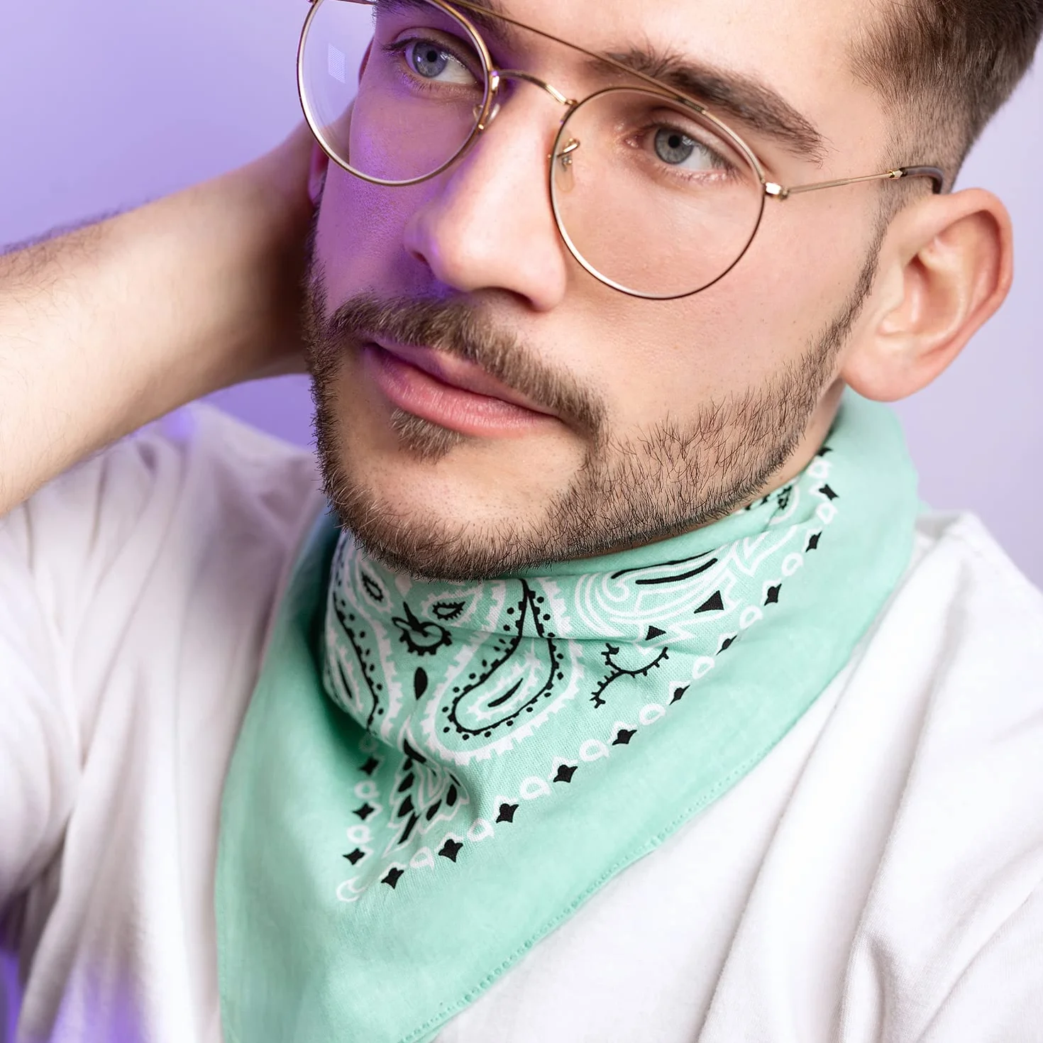 ...KARL LOVEN Bandana 100% bawełna jakość premium dla kobiet i mężczyzn, chusta na szyję, chusta na głowę, oryginalny wzór Paisley, nakrycie głowy, szal na nadgarstek, głowa, rowerzysta