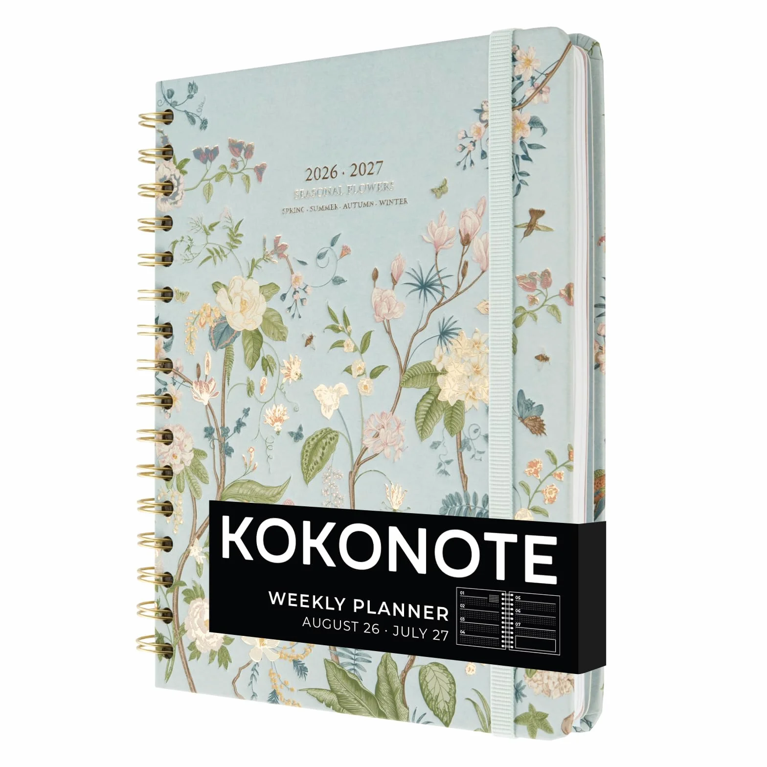 Kokonote Academic Diary 2026-2027 Week to View - Seasonal Flowers | Academic Planner 2026-2027, Mid Year Diary 2026 2027, Weekly Planner | Aesthetic Stationery Gifts