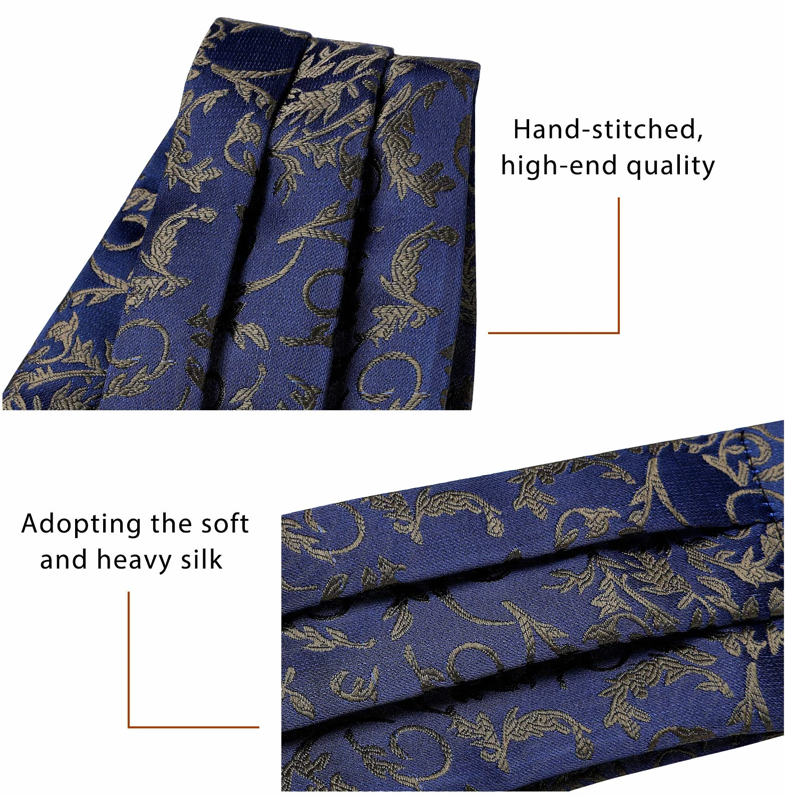 HISDERN Krawat Ascot Męskie Krawaty i chusteczki Zestaw Paisley Kwiaty Formalne Ślub Elegancki Krawat Żakardowy Szalik Ascot Męski