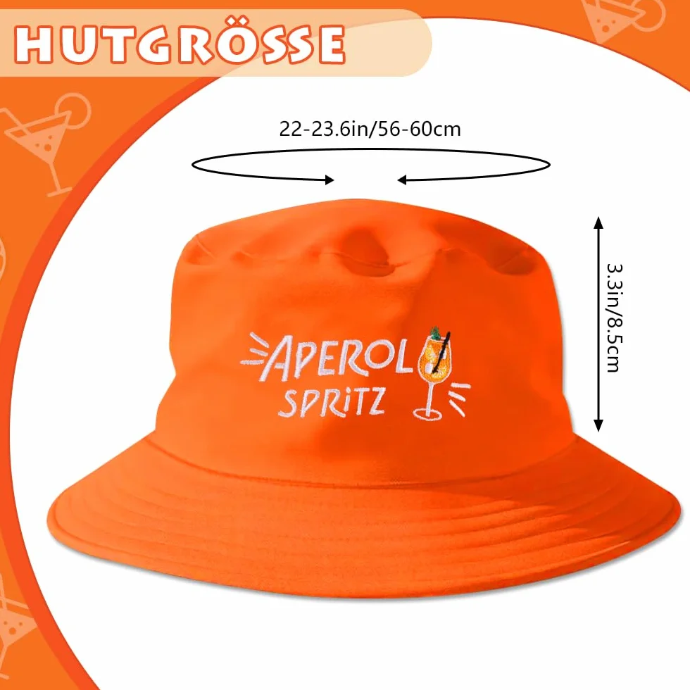 Aperol Spritz kapelusz Aperol, kapelusz wędkarski, kapelusz przeciwsłoneczny, na lato, składany, na lato, outdoor, uniseks, na urodziny, do wędkowania, wędrówek, sportów na plaży, na kemping