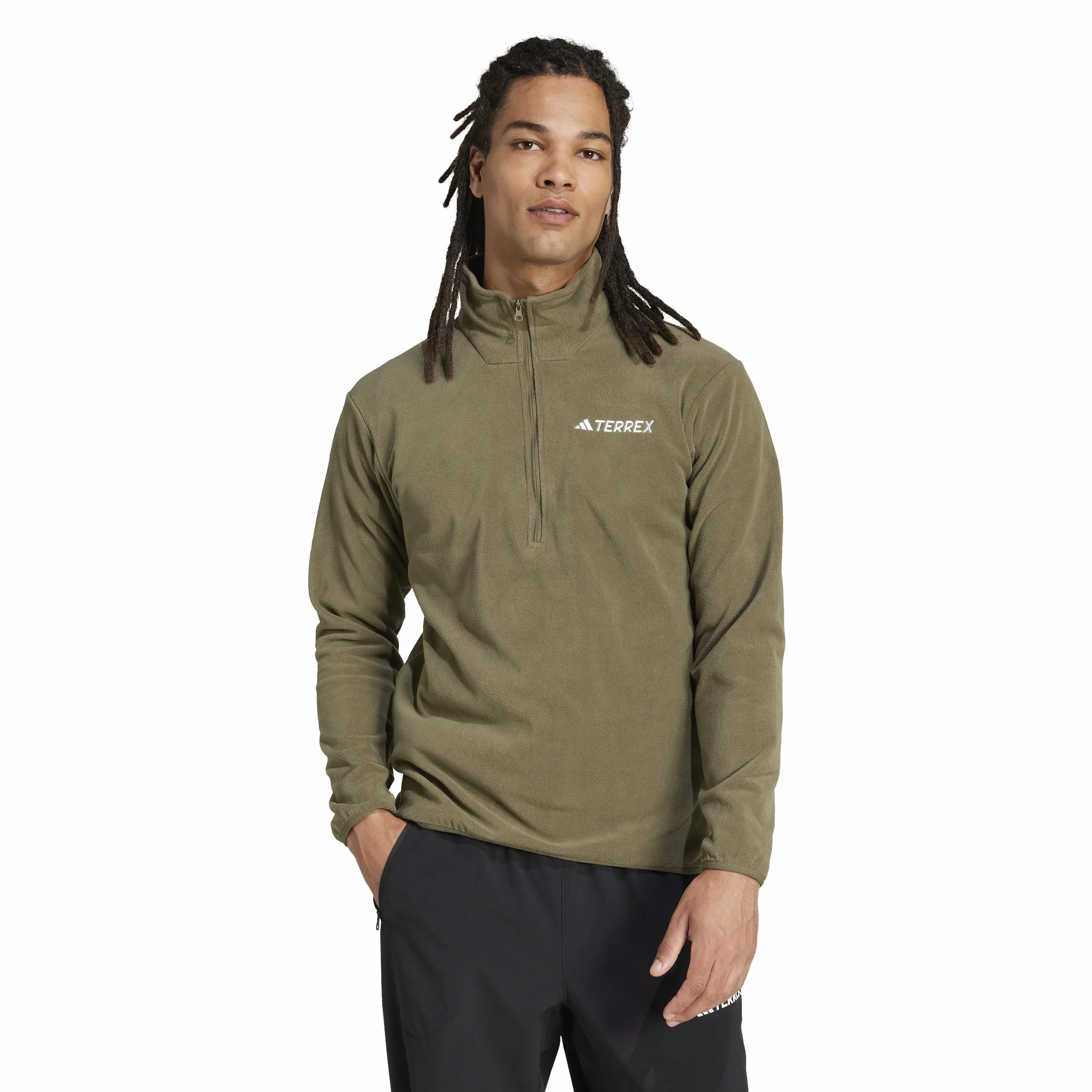 adidas Mężczyźni Terrex Multi Essentials Half Zip Fleece Jacket, olive strata, L