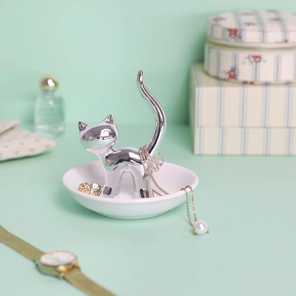 balvi Ceramiczny uchwyt na pierścionki Gatto - Taca na pierścionki i biżuterię - Wykonany z ceramiki