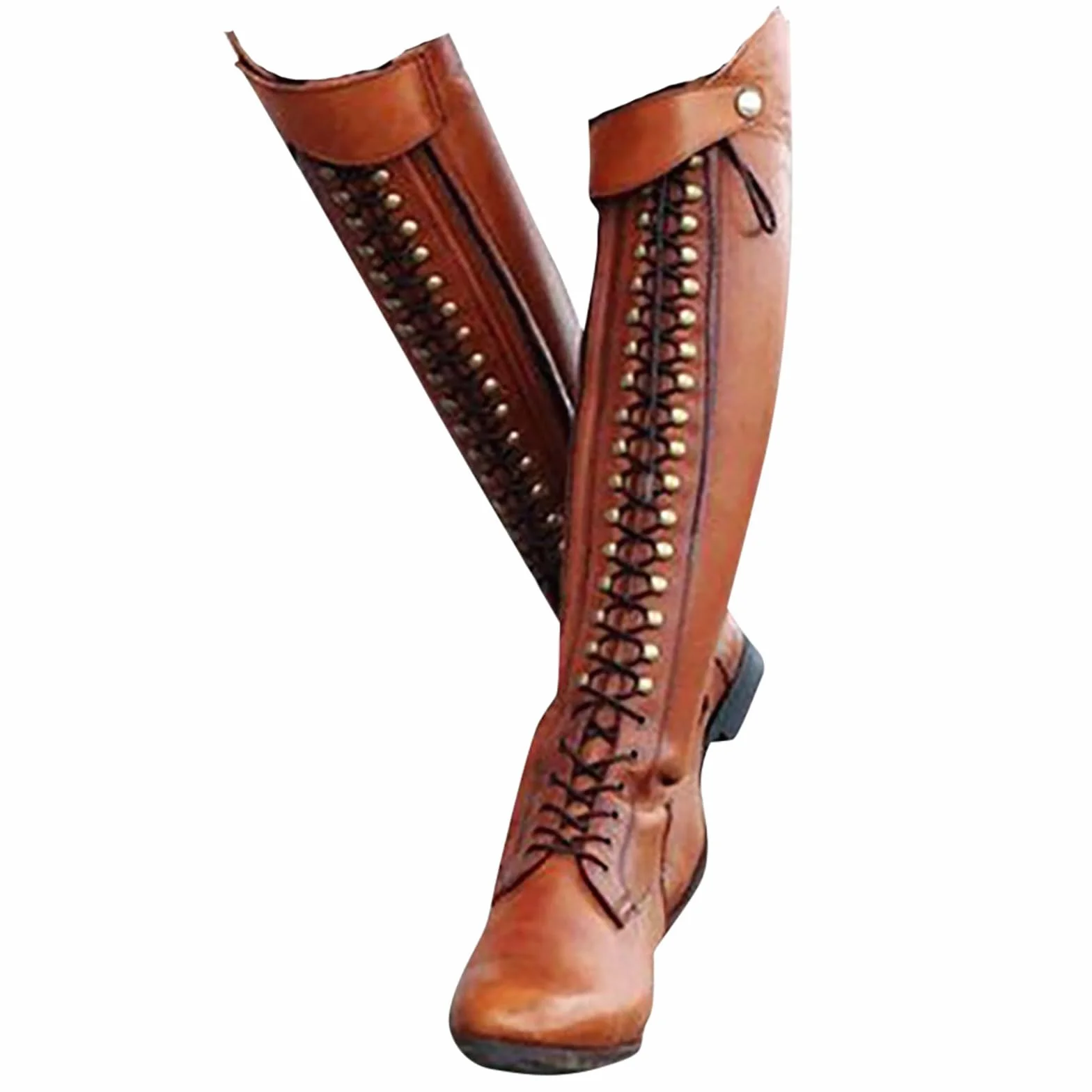 Termiczne Buty Jeździeckie (34-43), Wysokie Buty Do Jazdy Konnej, Sznurowane + Spiczasty Nosek, Antypoślizgowe + Wodoodporne, Niski Obcas (1-3 Cm), Dla Obu Płci/Na Zimę,36,Brown