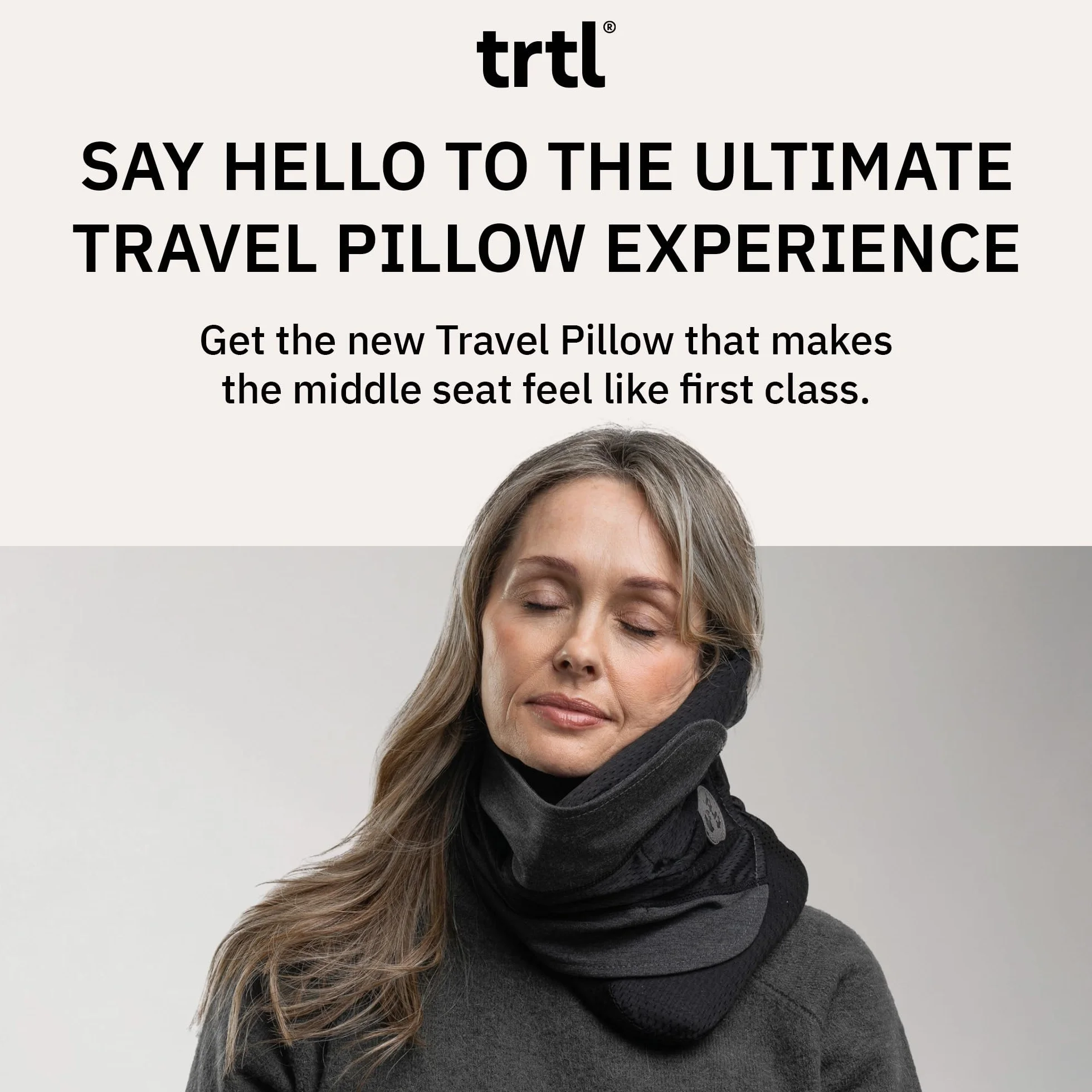 trtl Pillow – naukowo udowodniona, super miękka poduszka podróżna podpierająca kark – można prać w pralce, czarny/szary, Erwachsene