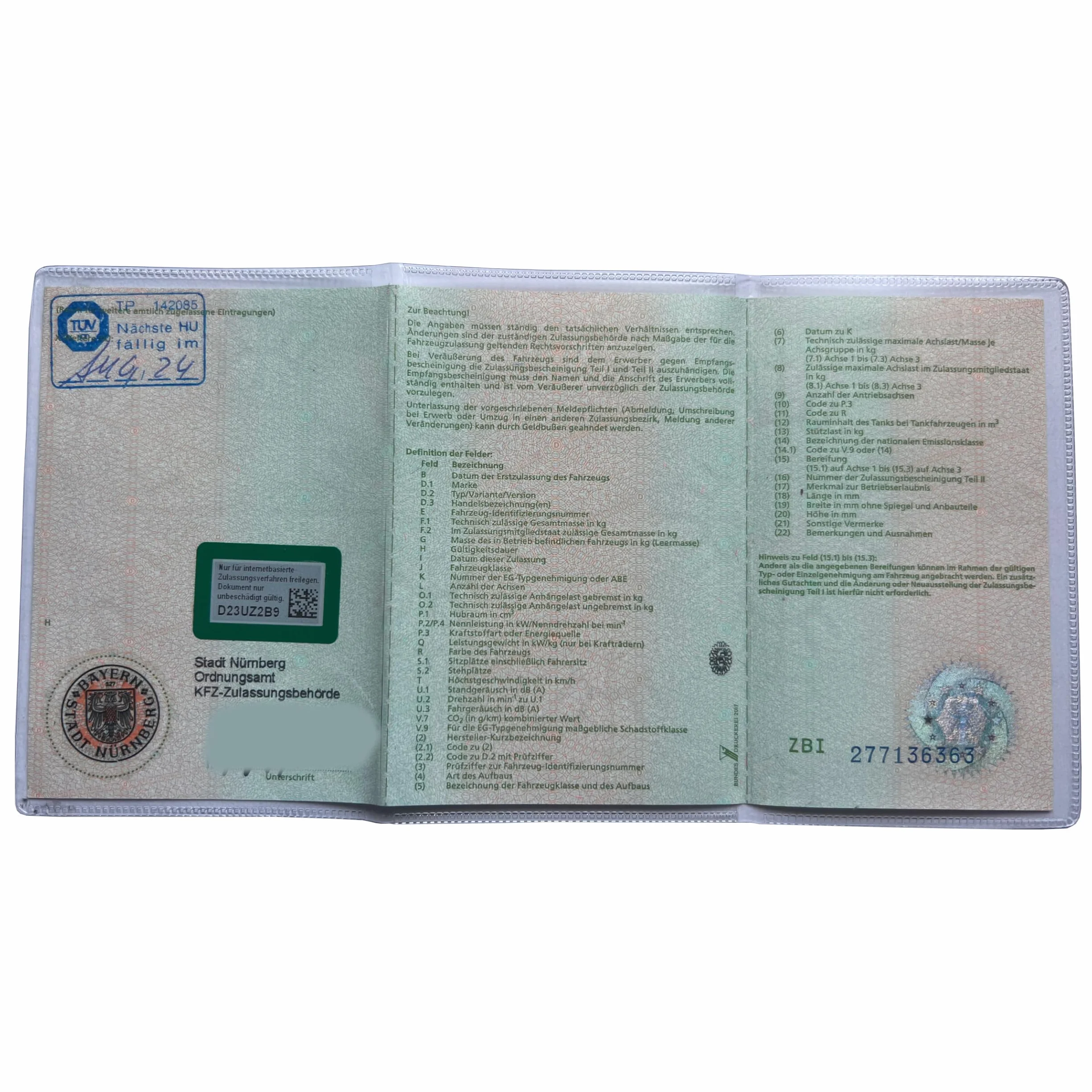 Etui premium na dokumenty rejestracyjne samochodu, przezroczyste, otwierane, przezroczysty, Für deutsche Fahrzeugscheine, Klasyczny