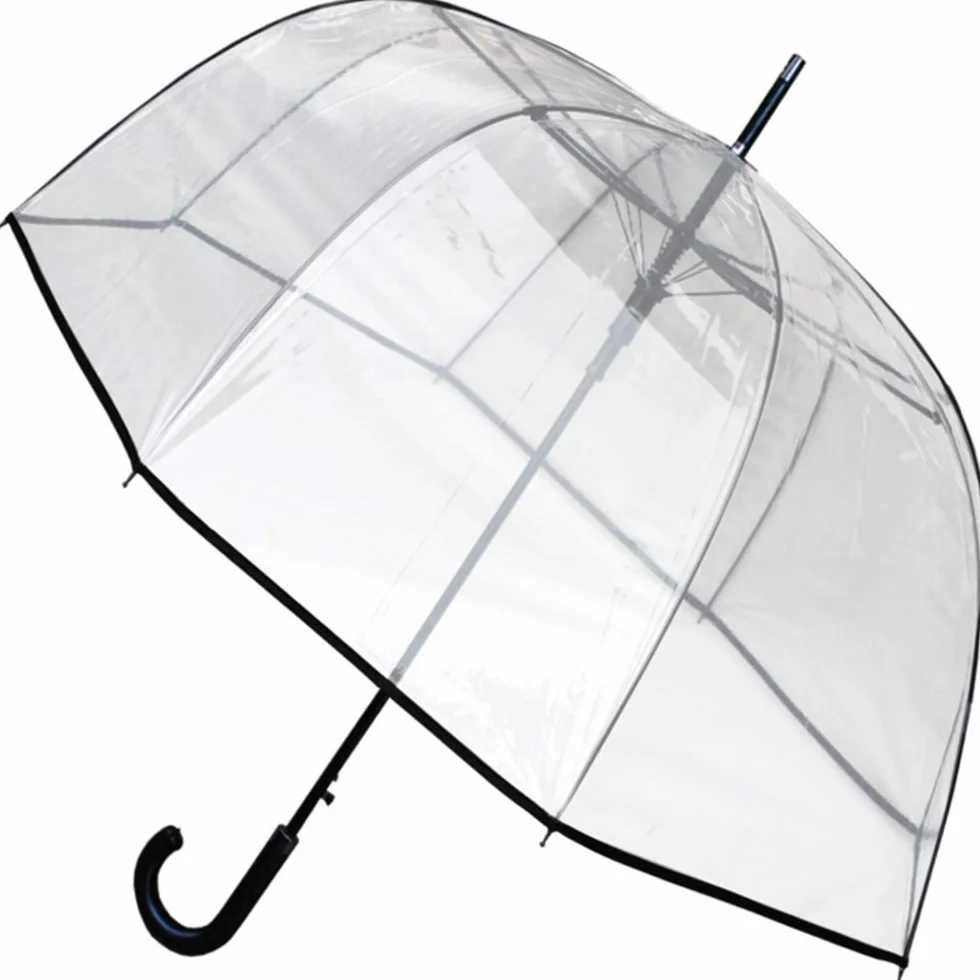 COLLAR AND CUFFS LONDON RZADKI Automatyczny - Przezroczysty Parasol Dzwonek damski - Odporny na silny wiatr - Rama wzmocniona włóknem szklanym - Kopuła męska Ślubna, Czarne szwy, Medium