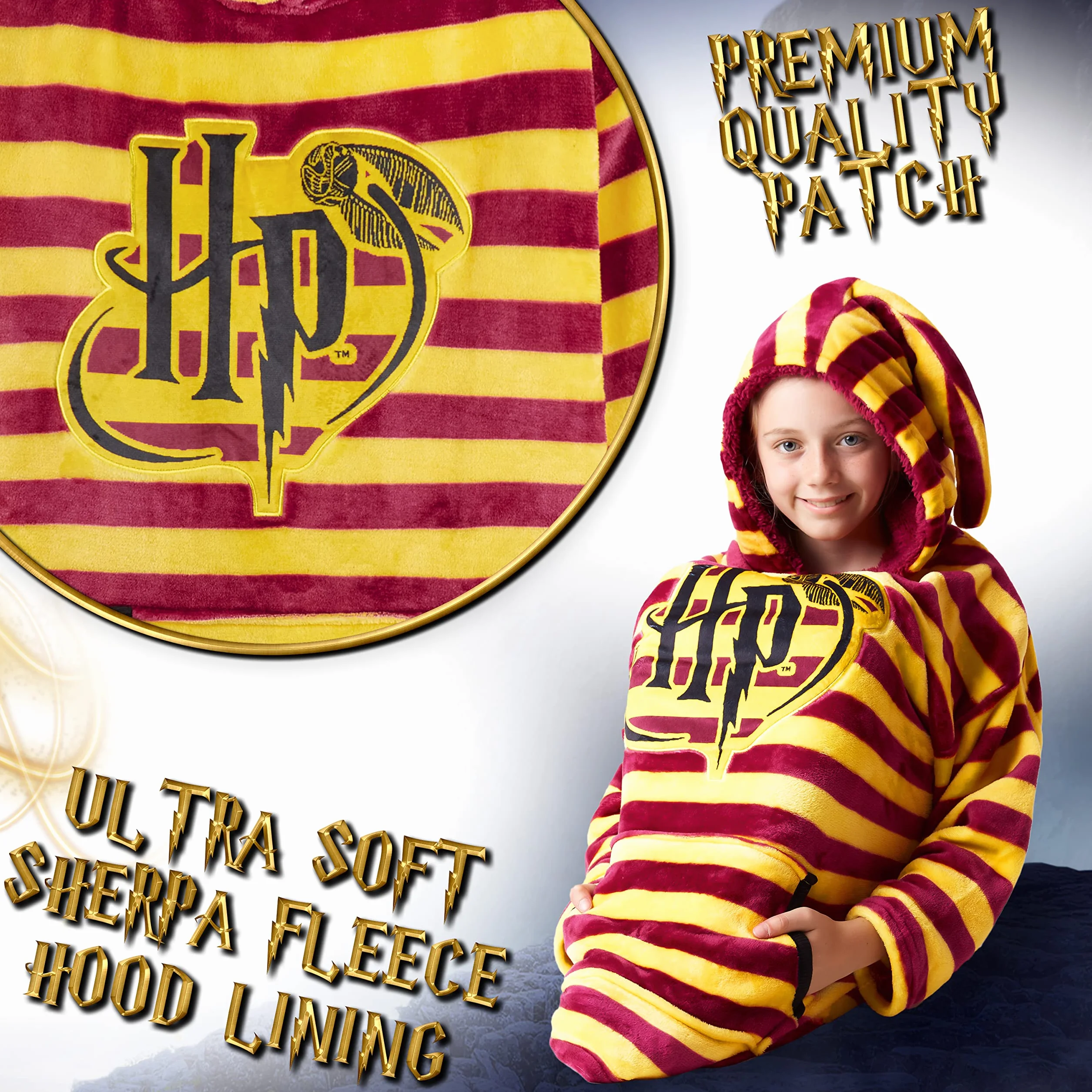 Harry Potter Bluzy z kapturem dla dziewczat Dzieci Oversizowa bluza z kapturem Koc Harry Potter Prezenty (czerwony)
