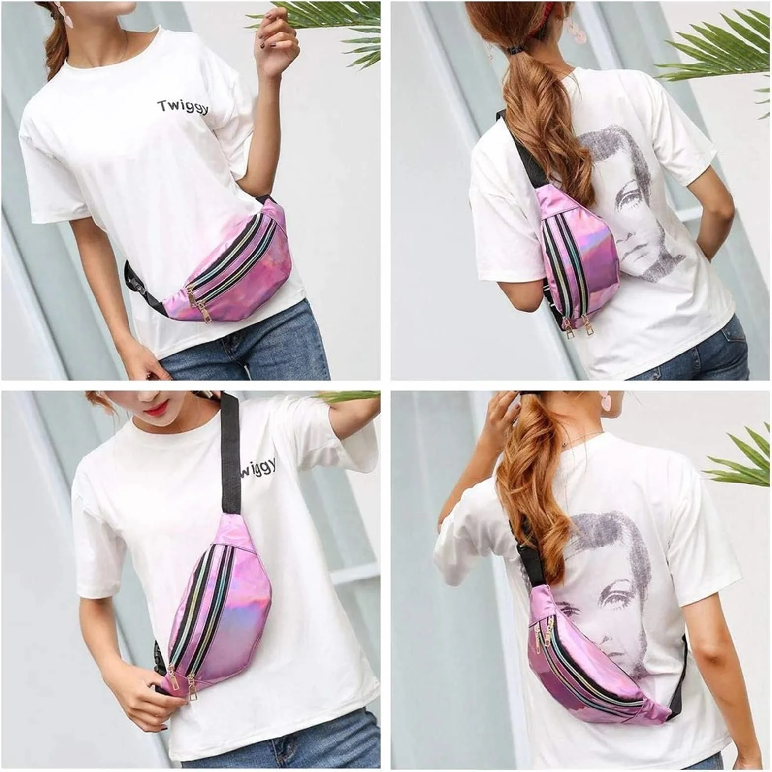 HIFOT Saszetka z brokatem z jednorożcem dla dziewczynek, saszetka na talię z regulowanym paskiem, jednorożec saszetka na ramię dla dzieci do sportu i biegania, liliowy, 27*14cm/10.6*5.5 inches (Bag