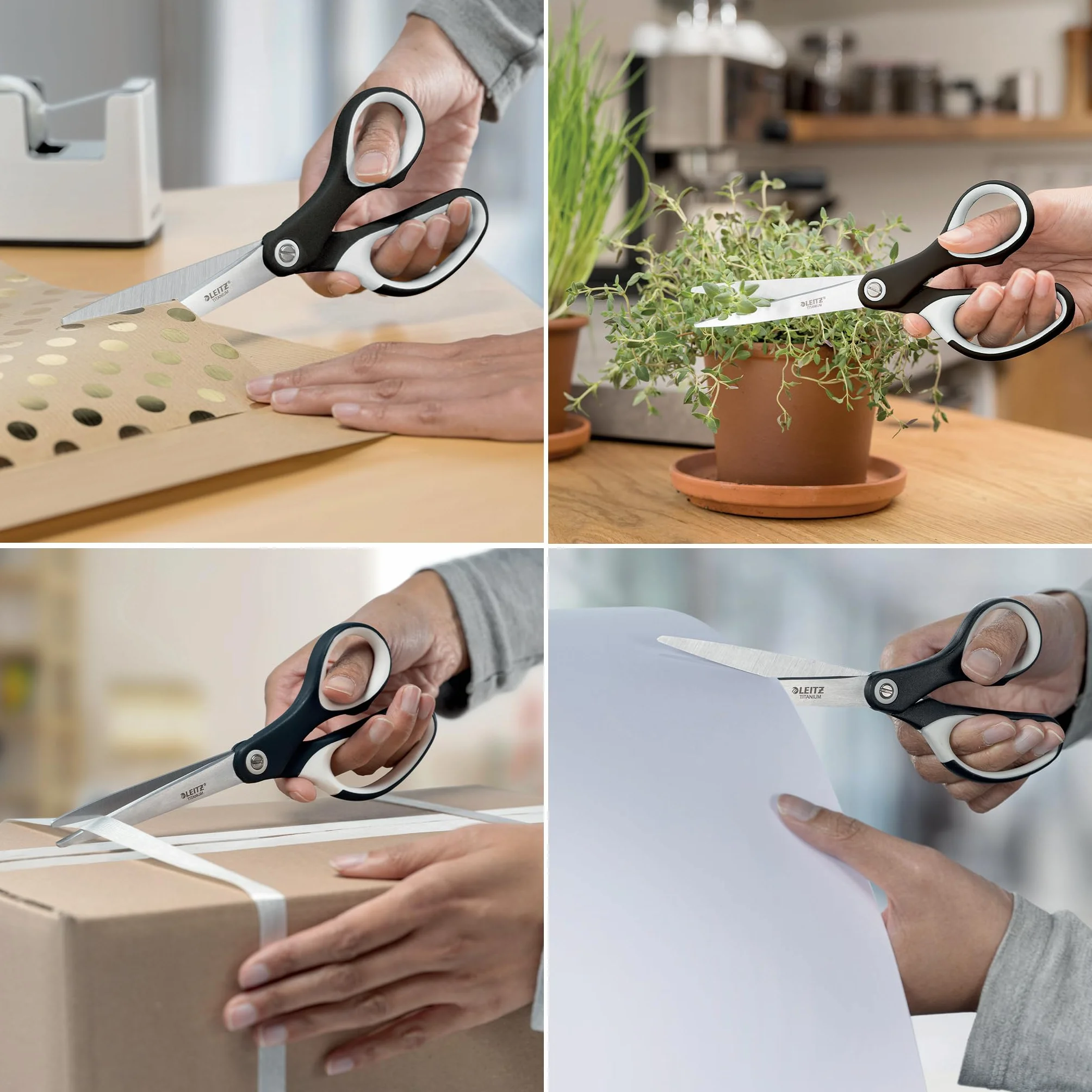 Leitz, Nożyczki Tytanowe Leitz WOW, dla Osób Prawo- i Leworęcznych, 6,7 x 1,5 x 15 cm, Ergonomiczny Uchwyt, Kolekcja WOW, Kolor Czarny, 53192095