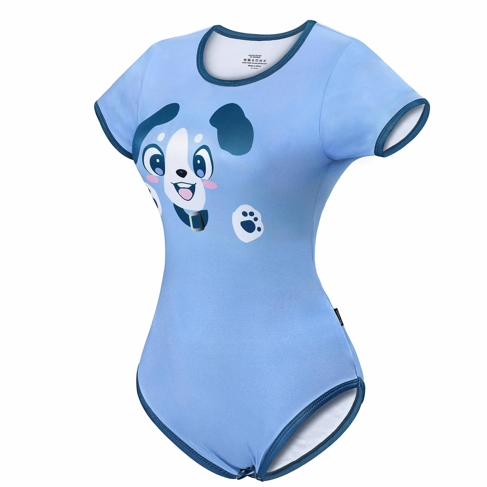 LittleForBig Jedwabiste śpioszki Onesie Piżama Bodysuit - małe niebieskie śpioszki body czysty wzór szczeniaka