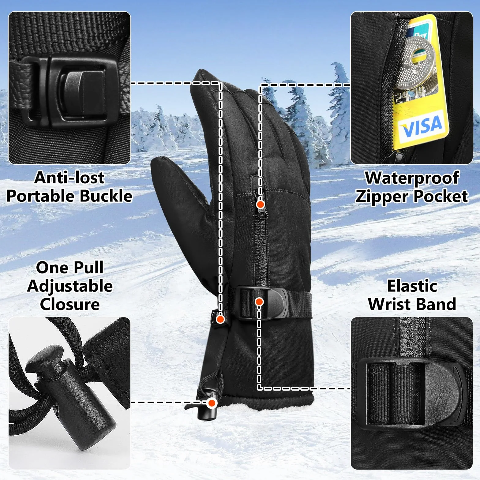 Mittens dziecięce wodoodporne rękawice śnieżne kompatybilne z ekranem dotykowym, ciepłe, odpowiednie na zimne warunki pogodowe i snowboard.