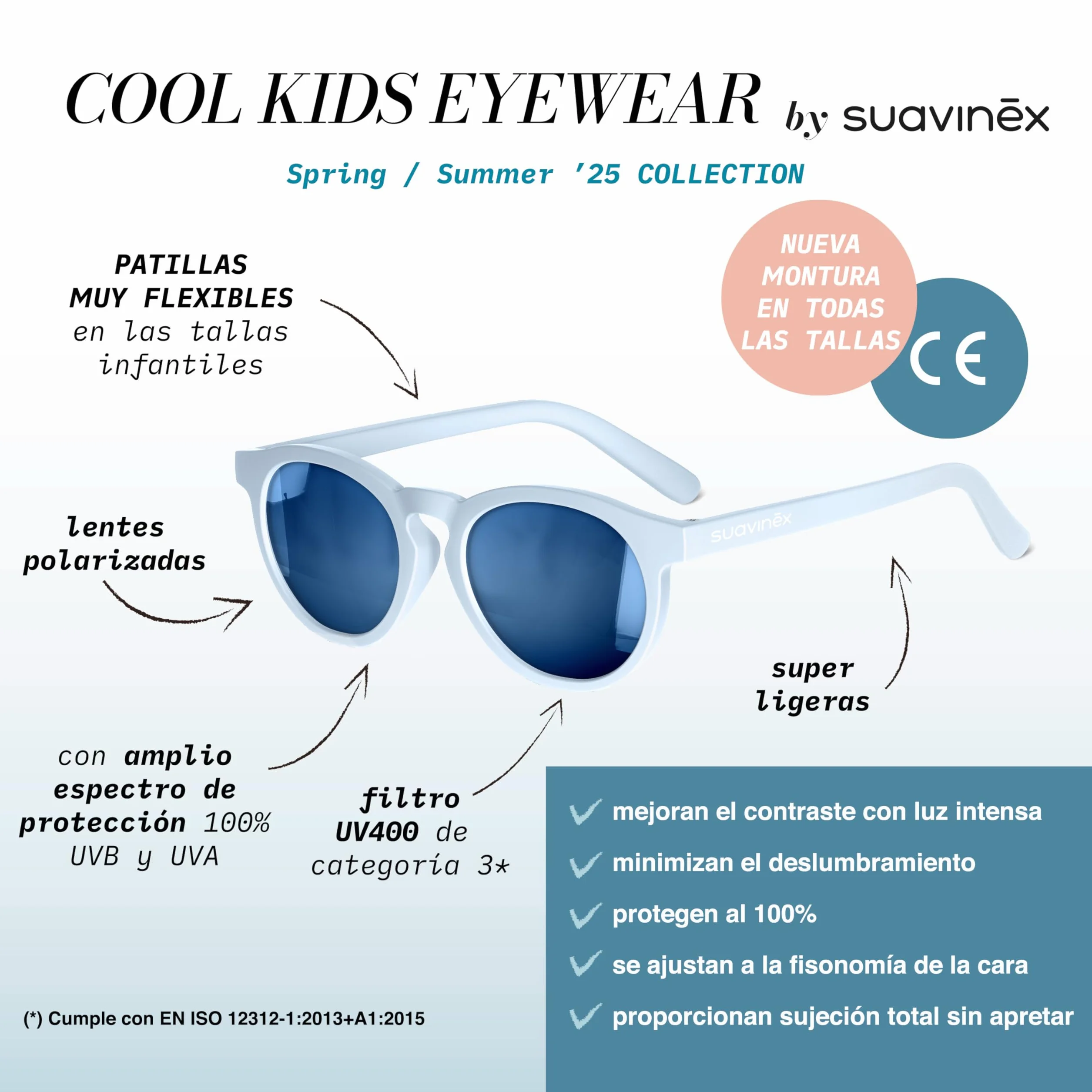 Suavinex Sunglasses 2025, Blue, 0-12 miesięcy Unisex Baby, Niebieski, 0-12 meses