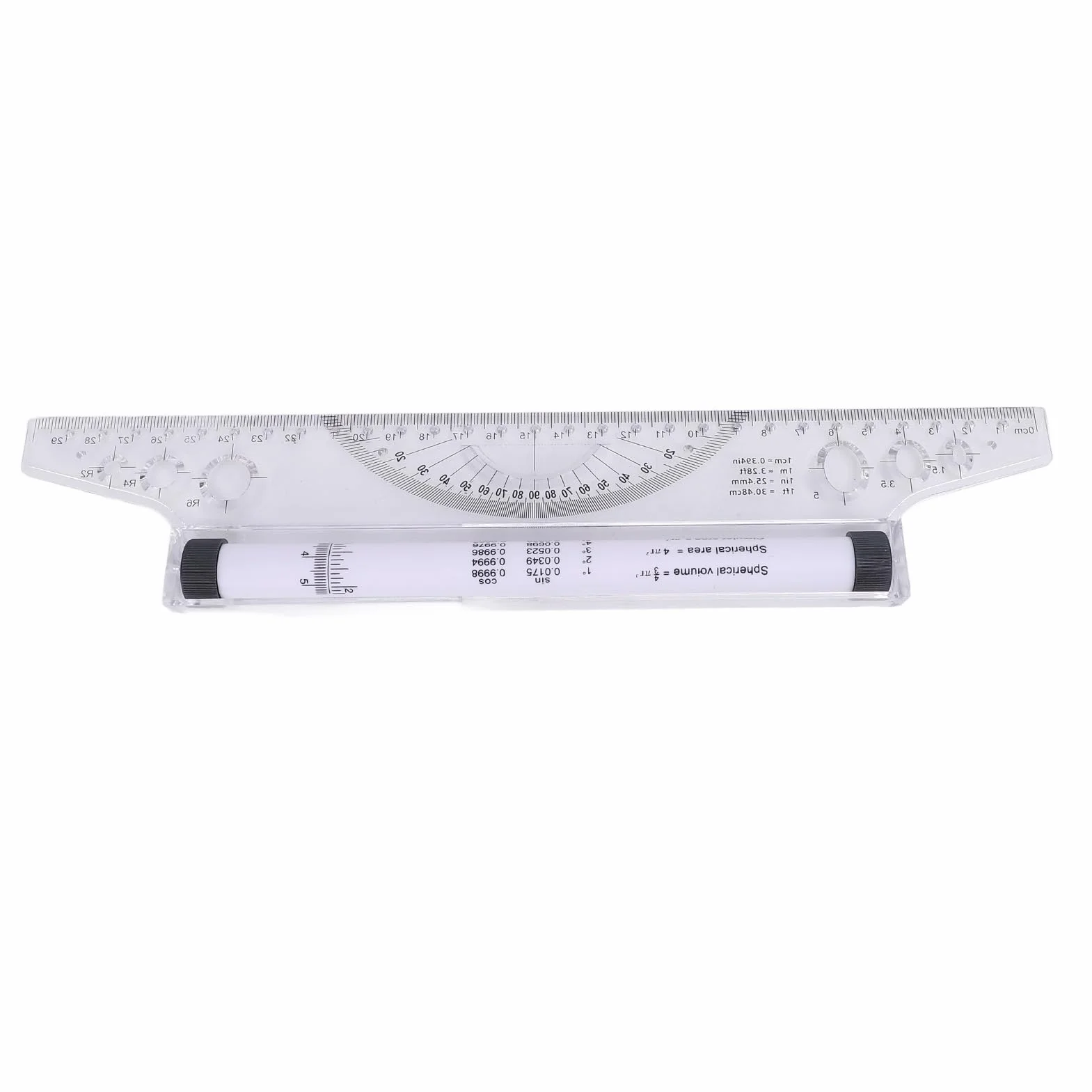 Linijka Szycia, Linijka Walcująca Linia Równoległa łuk Krzywa Rysunkowa Roller z Wbudowanym Kątomierzem Małym linijką do Pomiaru Biura Przygotowawczego (30cm)