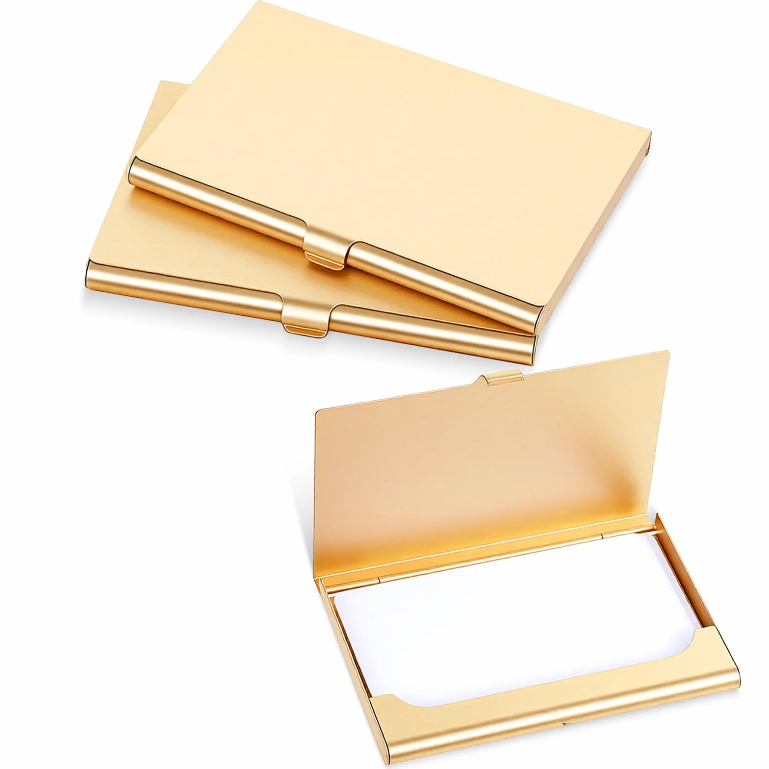 Ouligay 3 sztuki etui na wizytówki Slim aluminiowe etui na wizytówki złote etui na wizytówki metalowe etui na wizytówki ze stali nierdzewnej złote pudełko na wizytówki dla kobiet i mężczyzn