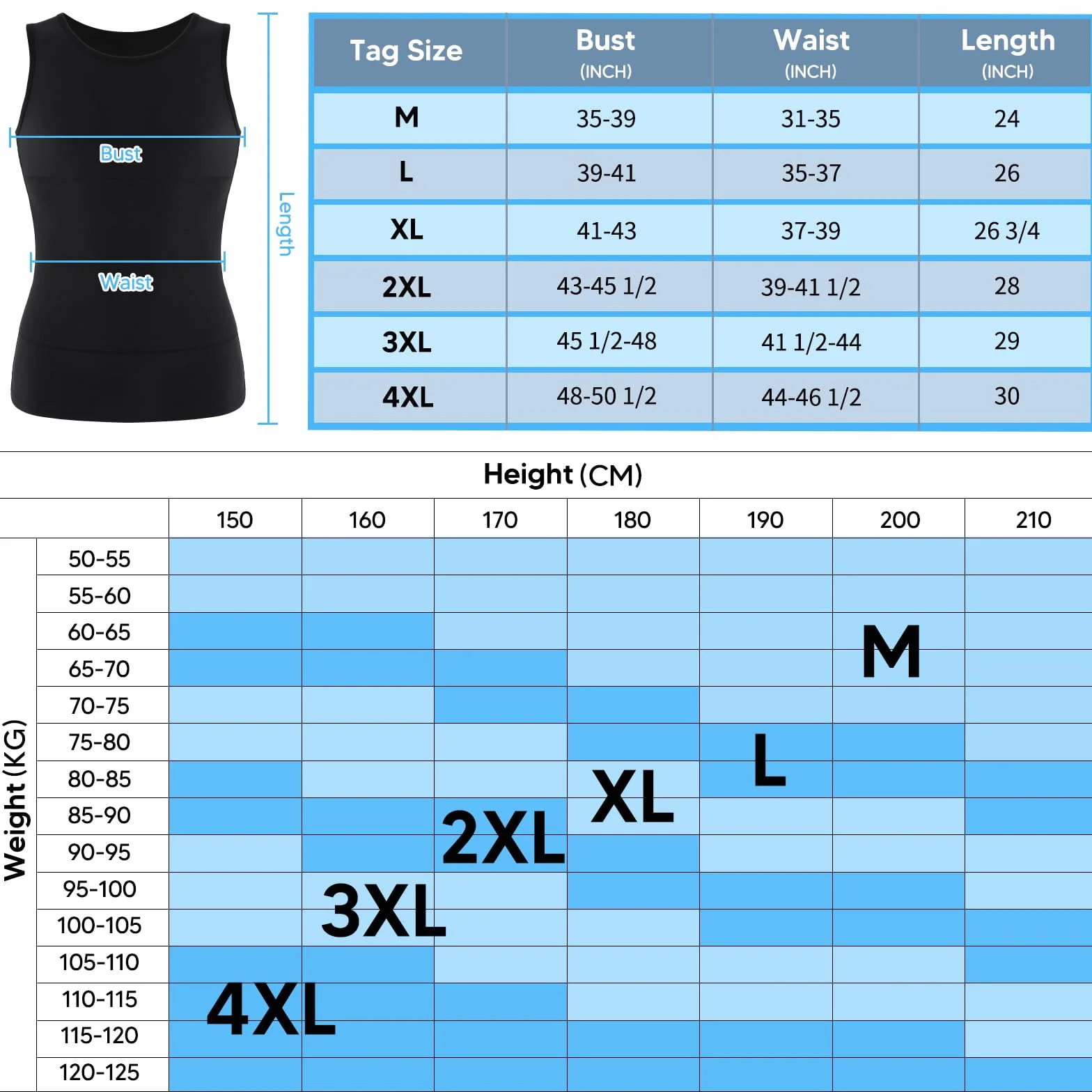 SLIMBELLE Shapewear męska koszulka kompresyjna, elastyczna, bez rękawów, body Shaper Tights, podkoszulek, podkoszulek męski, podkoszulek modelujący talię, modelująca figurę, wyszczuplający brzuch,
